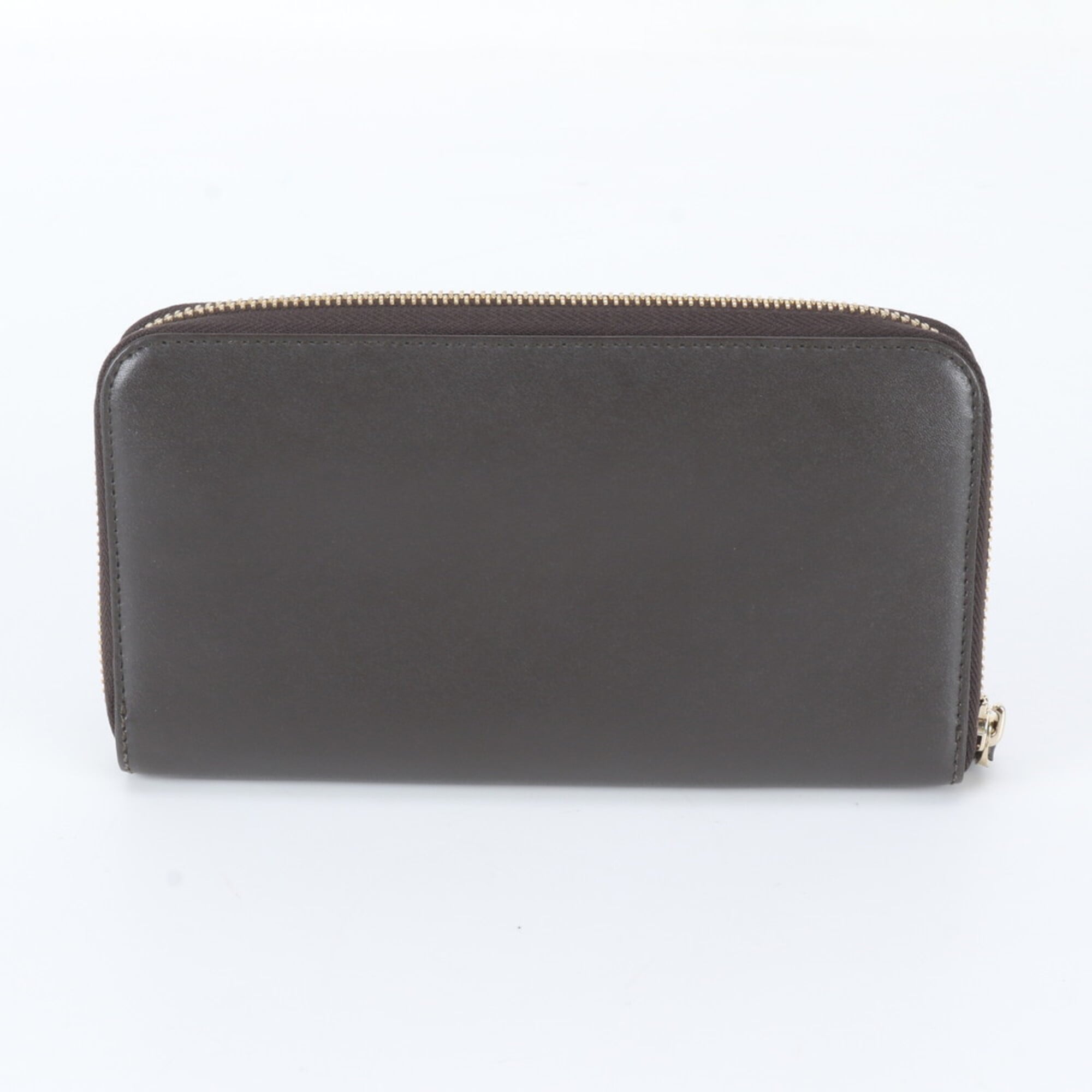 Salvatore Ferragamo Charcoal Gray Leather Long Wallet (Bi-Fold) (Pre-Owned)