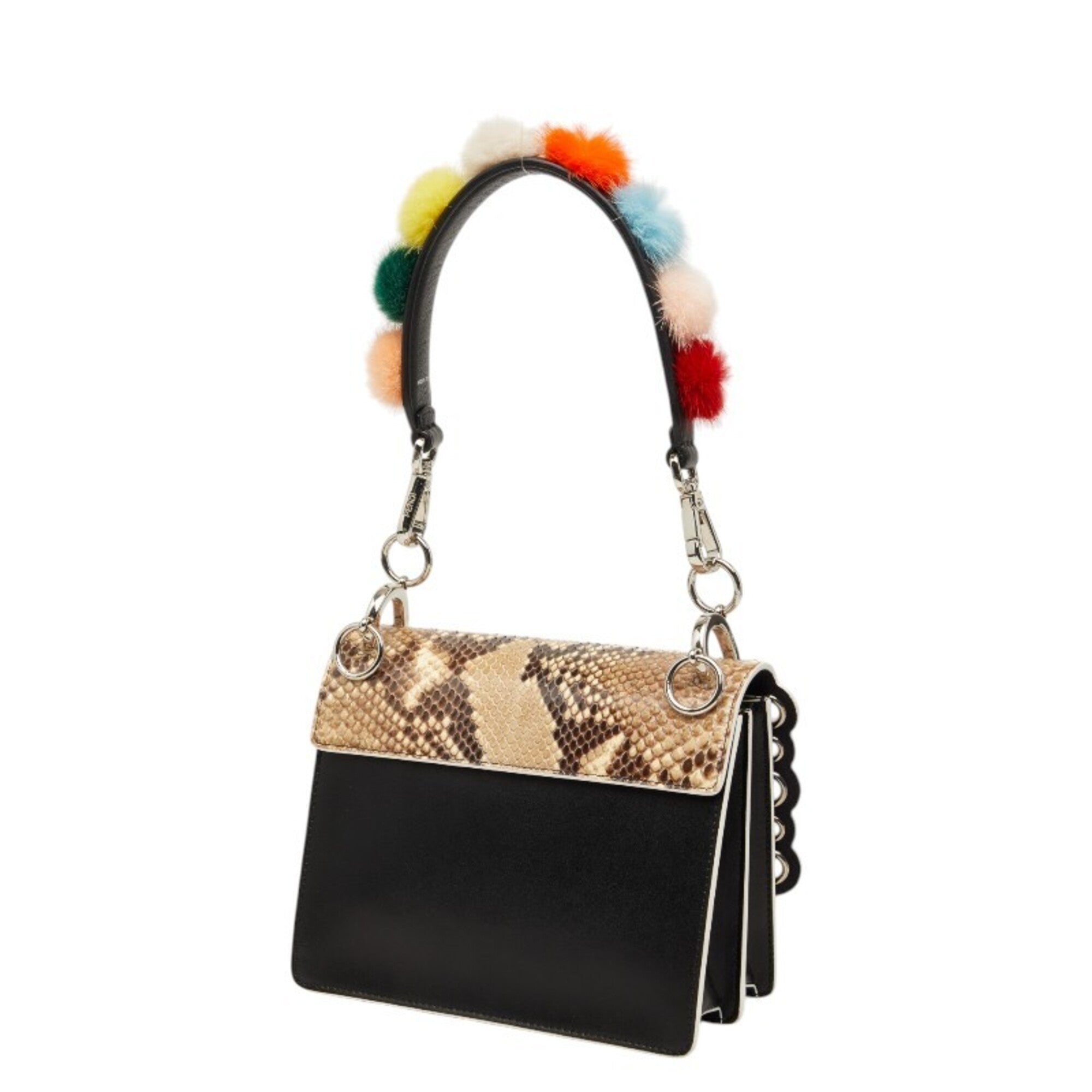 Fendi Black Brown Leather Handbag Shoulder Bag (Pre-Owned)