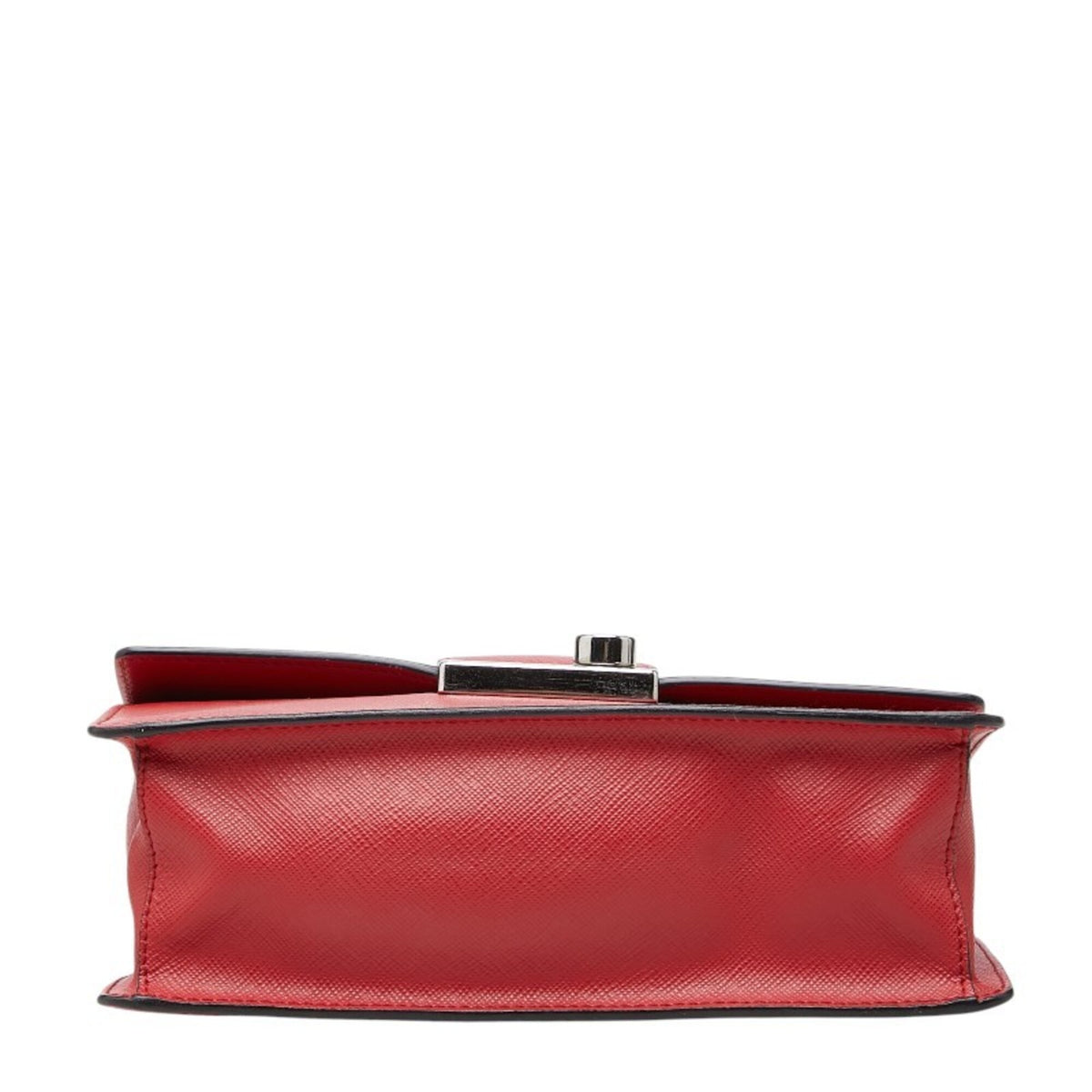 Prada Red Color Saffiano Triangle Leather Shoulder Bag (Pre-Owned)