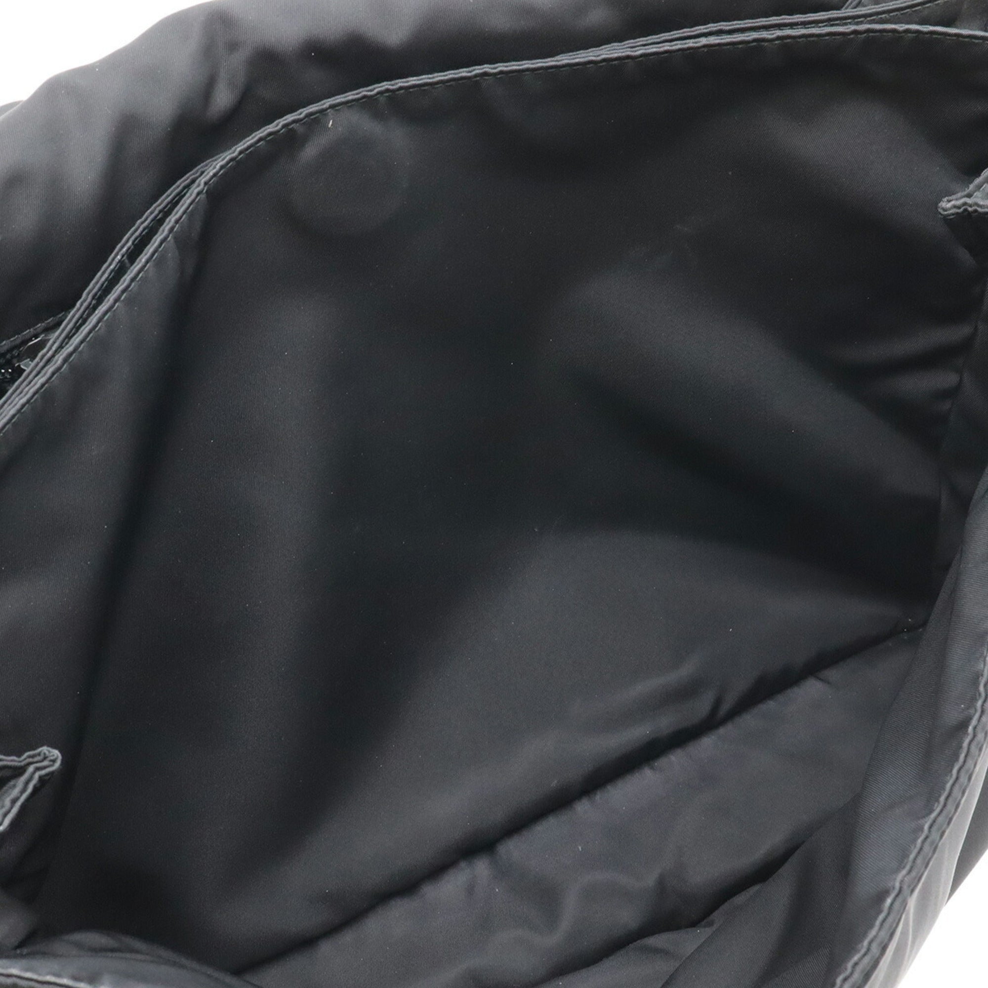 Prada Black Nero Nylon Leather Handbag Shoulder Bag (Pre-Owned)