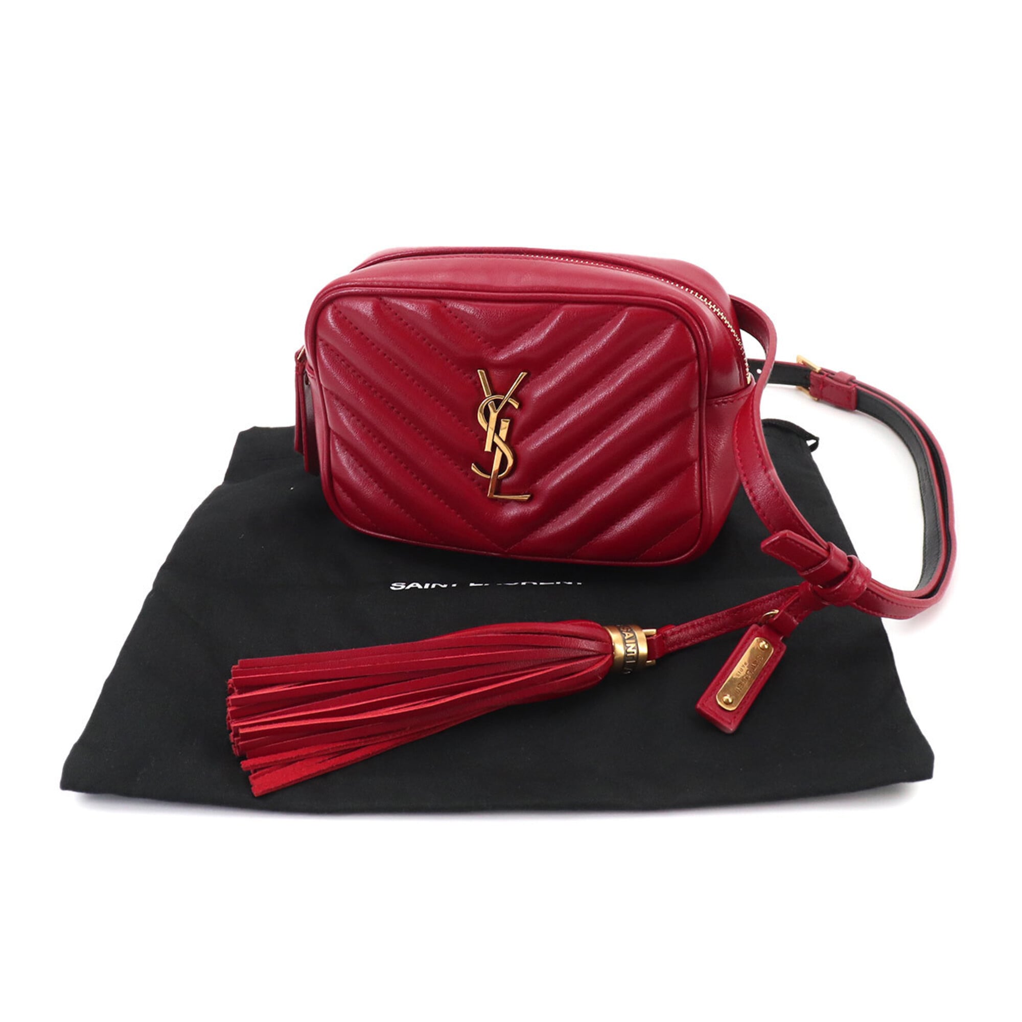 Saint Laurent Red Color Leather Fanny Pack (Pre-Owned)