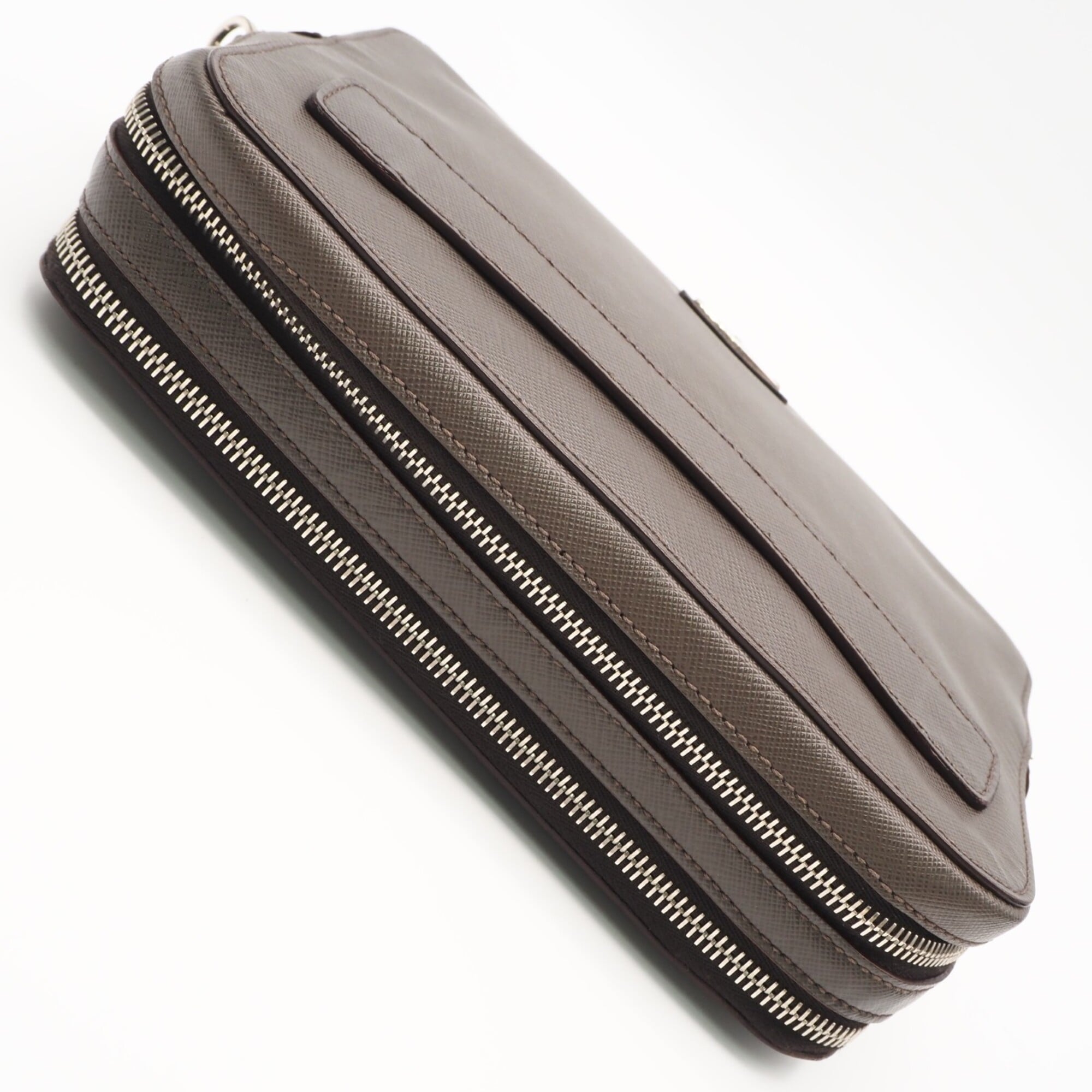 Prada Saffiano Grayish Saffiano Clutch Bag (Pre-Owned)
