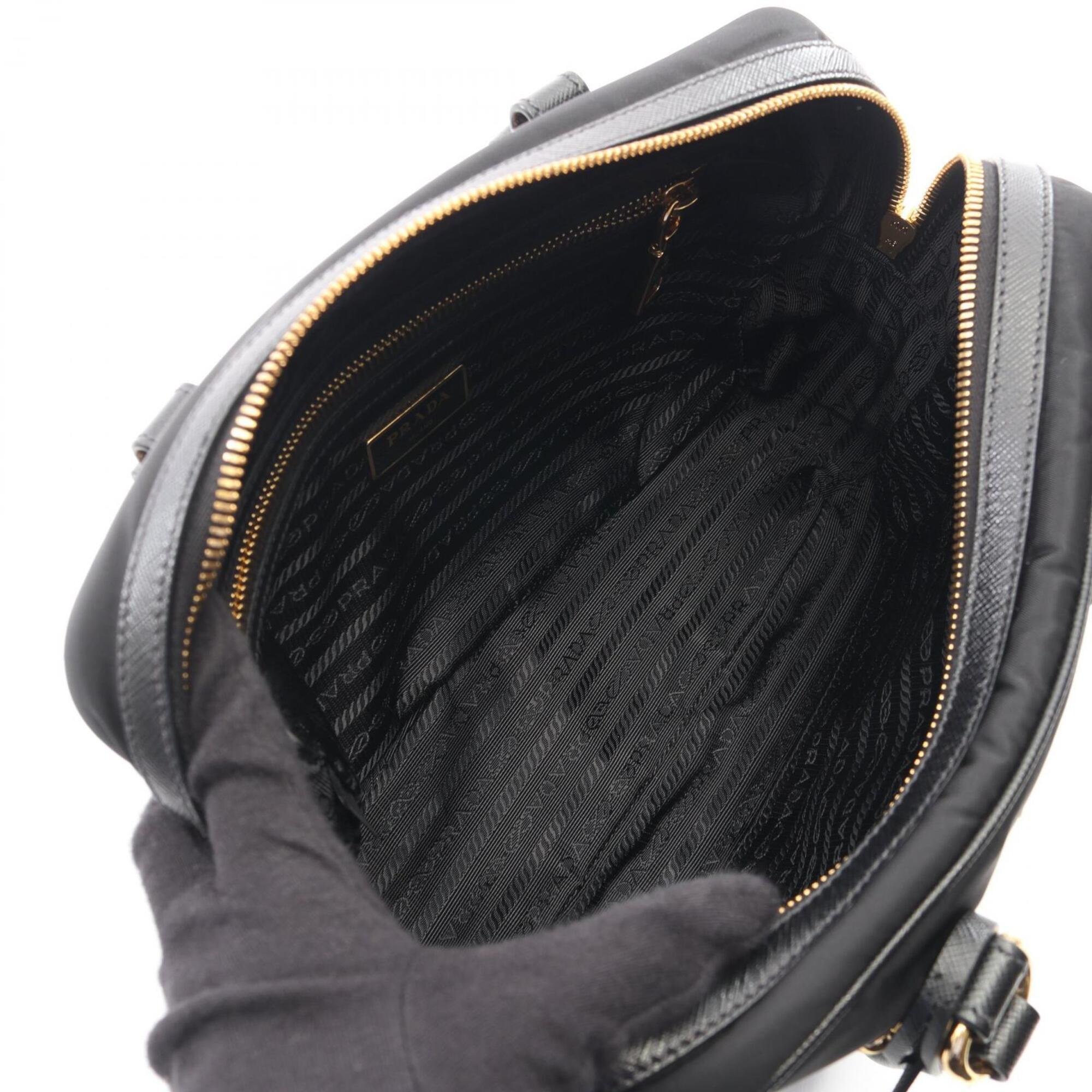 Prada Black Nylon Leather Handbag (Pre-Owned)