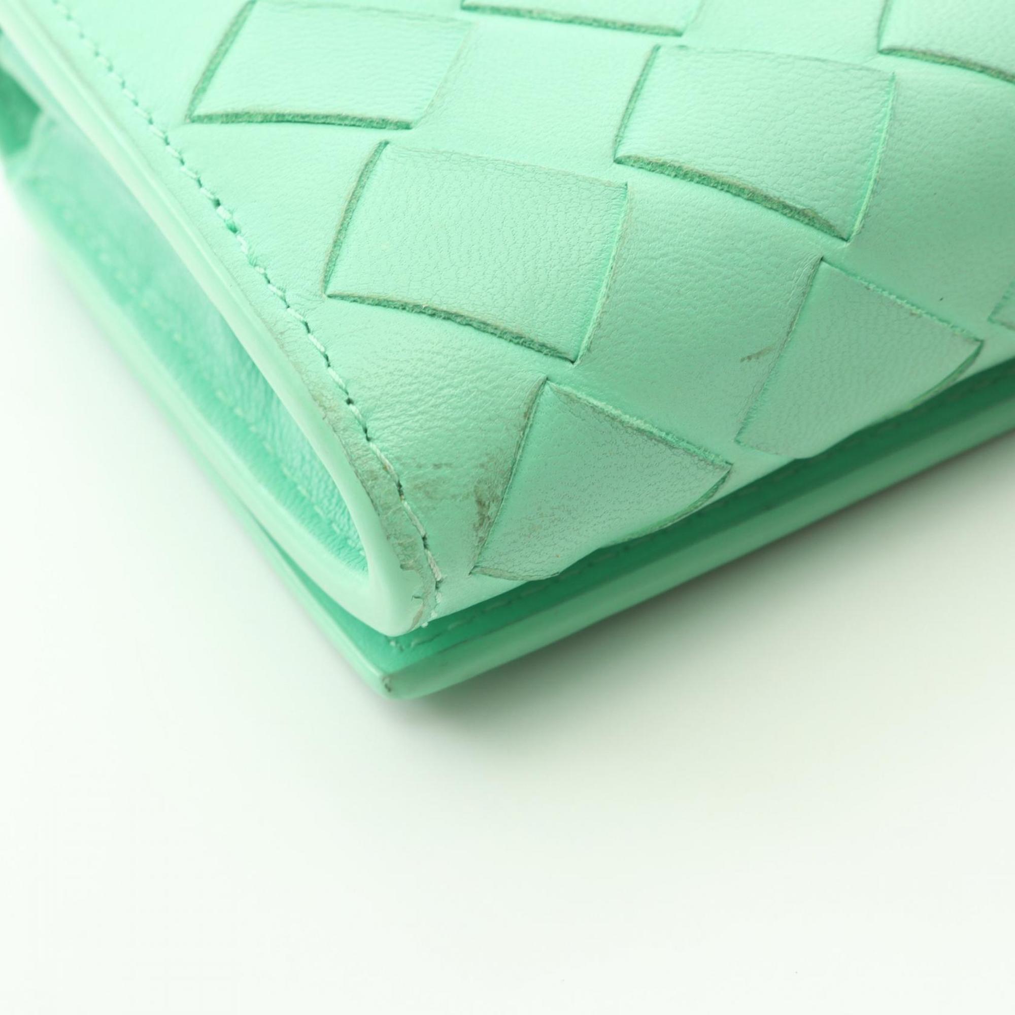 Bottega Veneta Green Leather Long Wallet (Bi-Fold) (Pre-Owned)