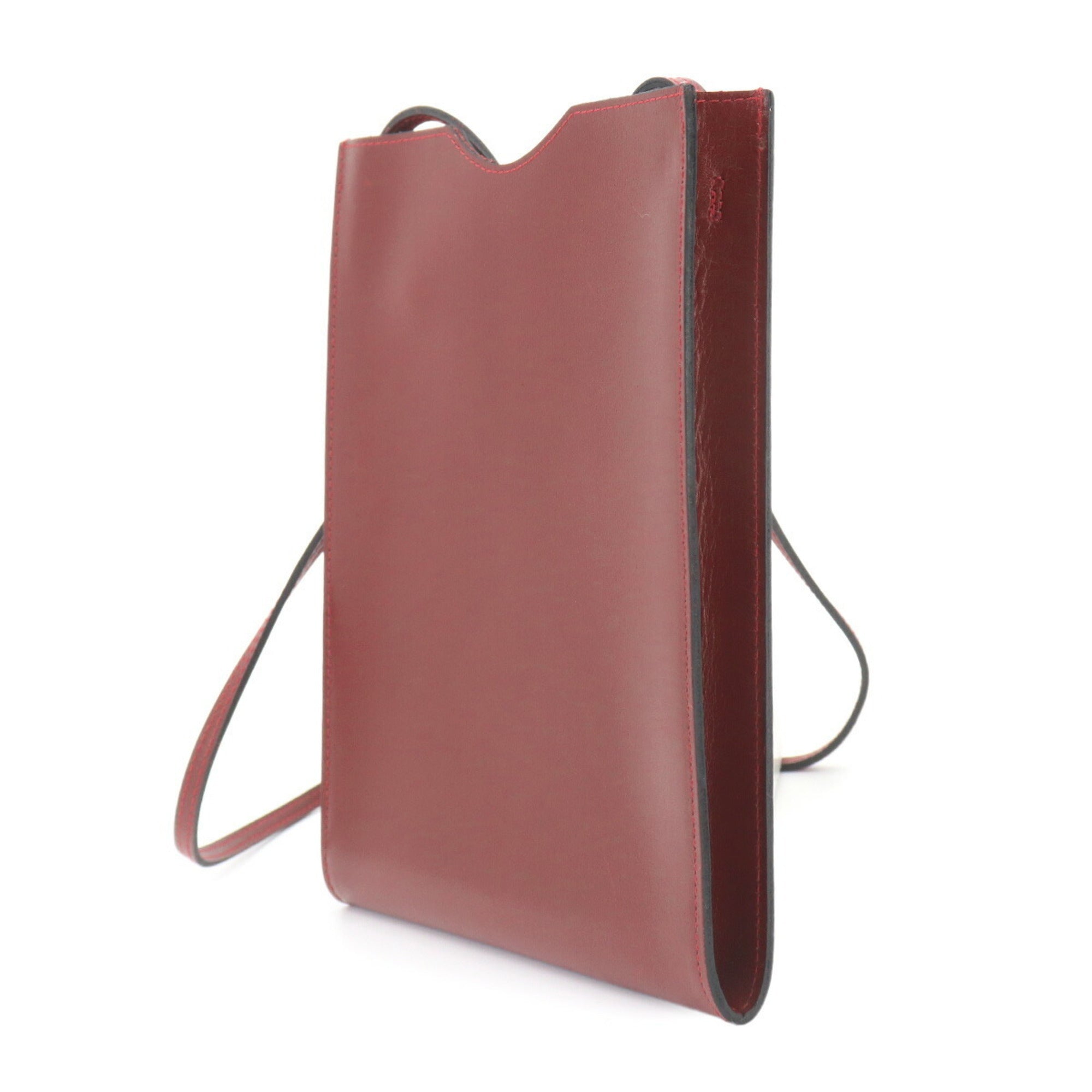 Hermes Rouge H Box Calf Leather Handbag Pochette Shoulder Bag (Pre-Owned)