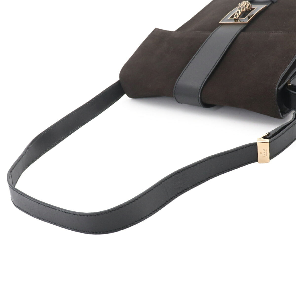 Gucci Black Brown Suede Leather Shoulder Bag (Pre-Owned)
