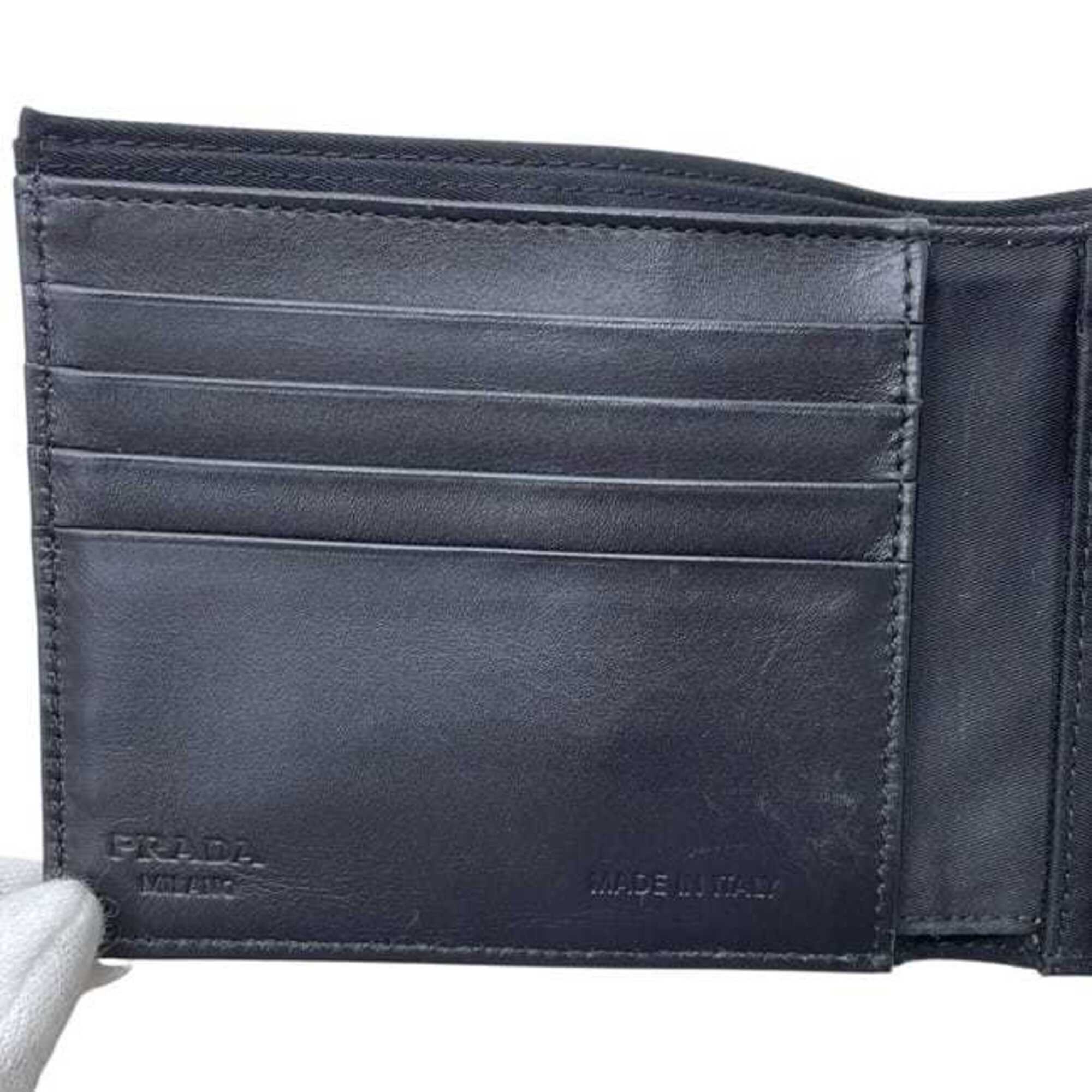 Prada Black Nero Nylon Leather Wallet (Bi-Fold) (Pre-Owned)