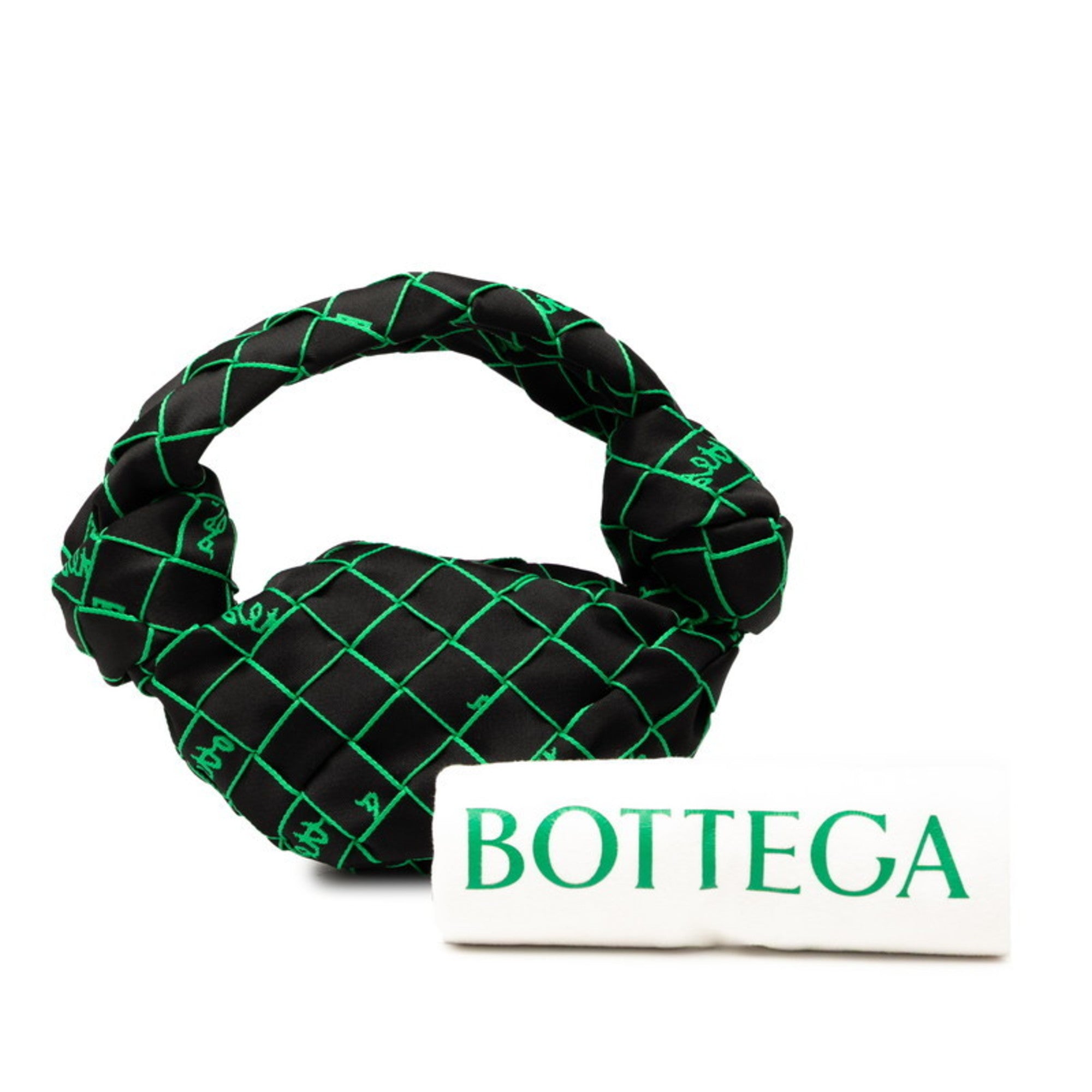 Bottega Veneta Black Green Polyester Handbag Shoulder Bag (Pre-Owned)