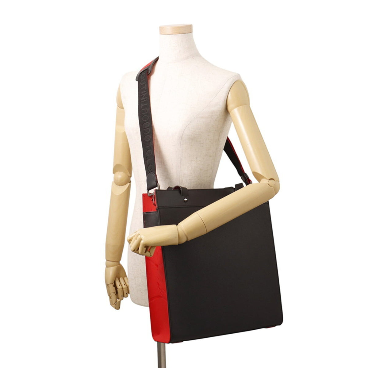Christian Louboutin Black Red Color Leather Tote Bag (Pre-Owned)