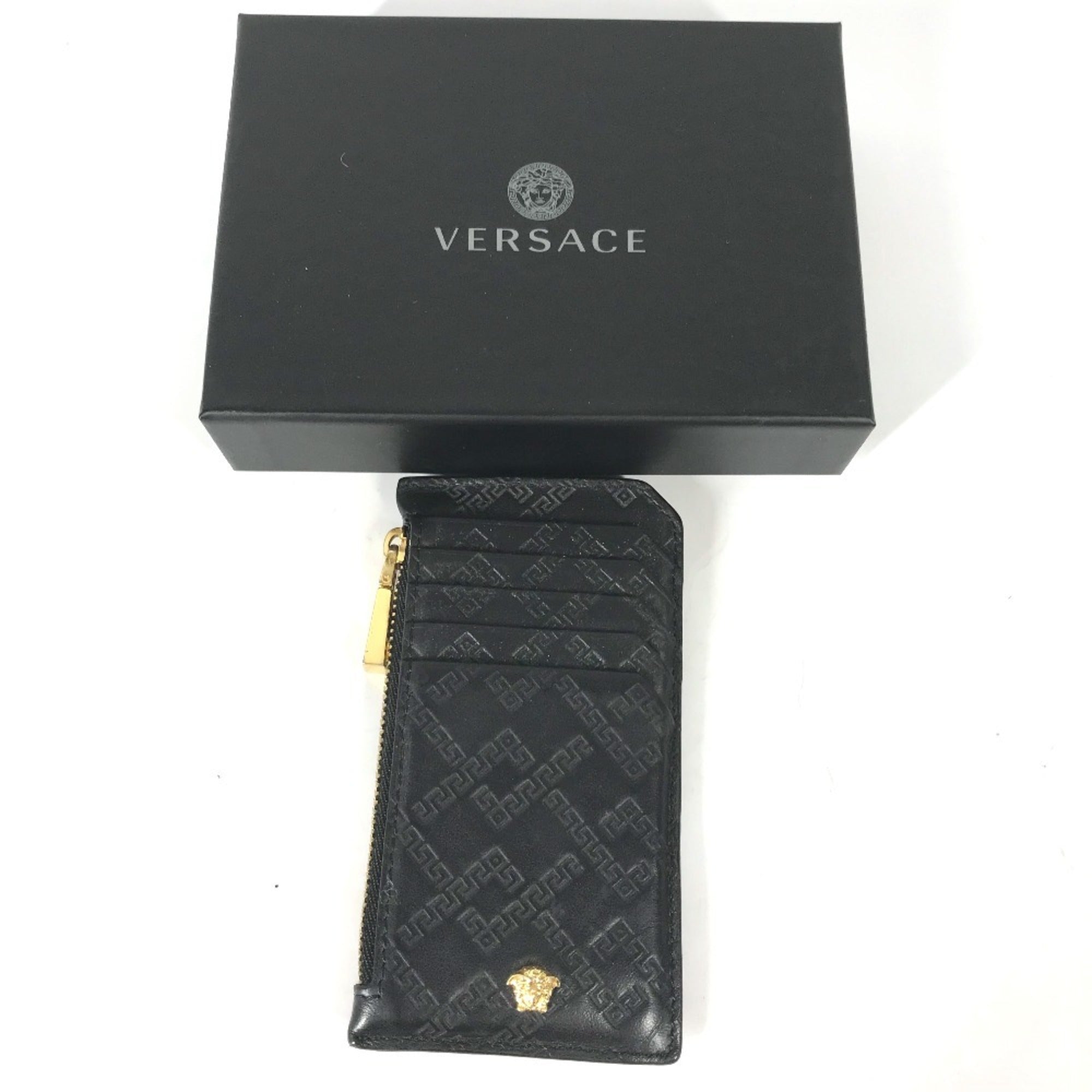 Versace Black Leather Long Wallet (Bi-Fold) (Pre-Owned)