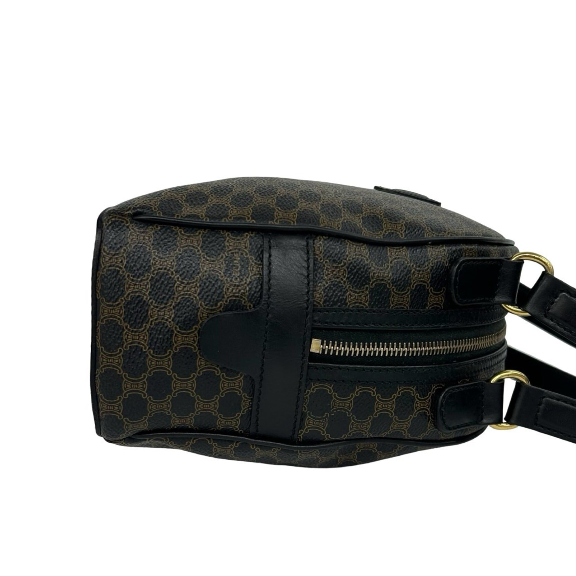 Celine Black Brown Leather Pvc Boston Bag Handbag (Pre-Owned)