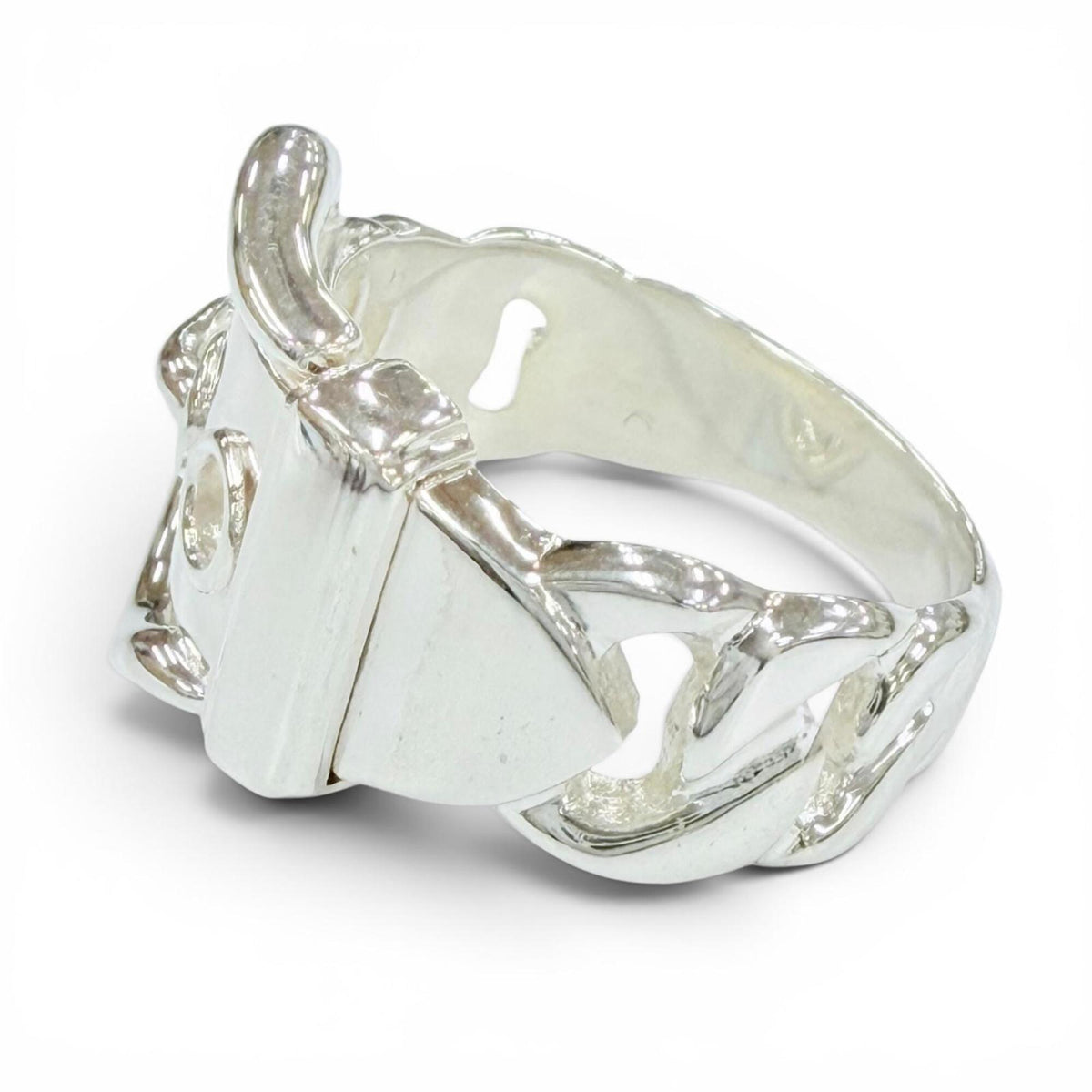 Hermes Silver Silver 925 Band Ring (Pre-Owned)