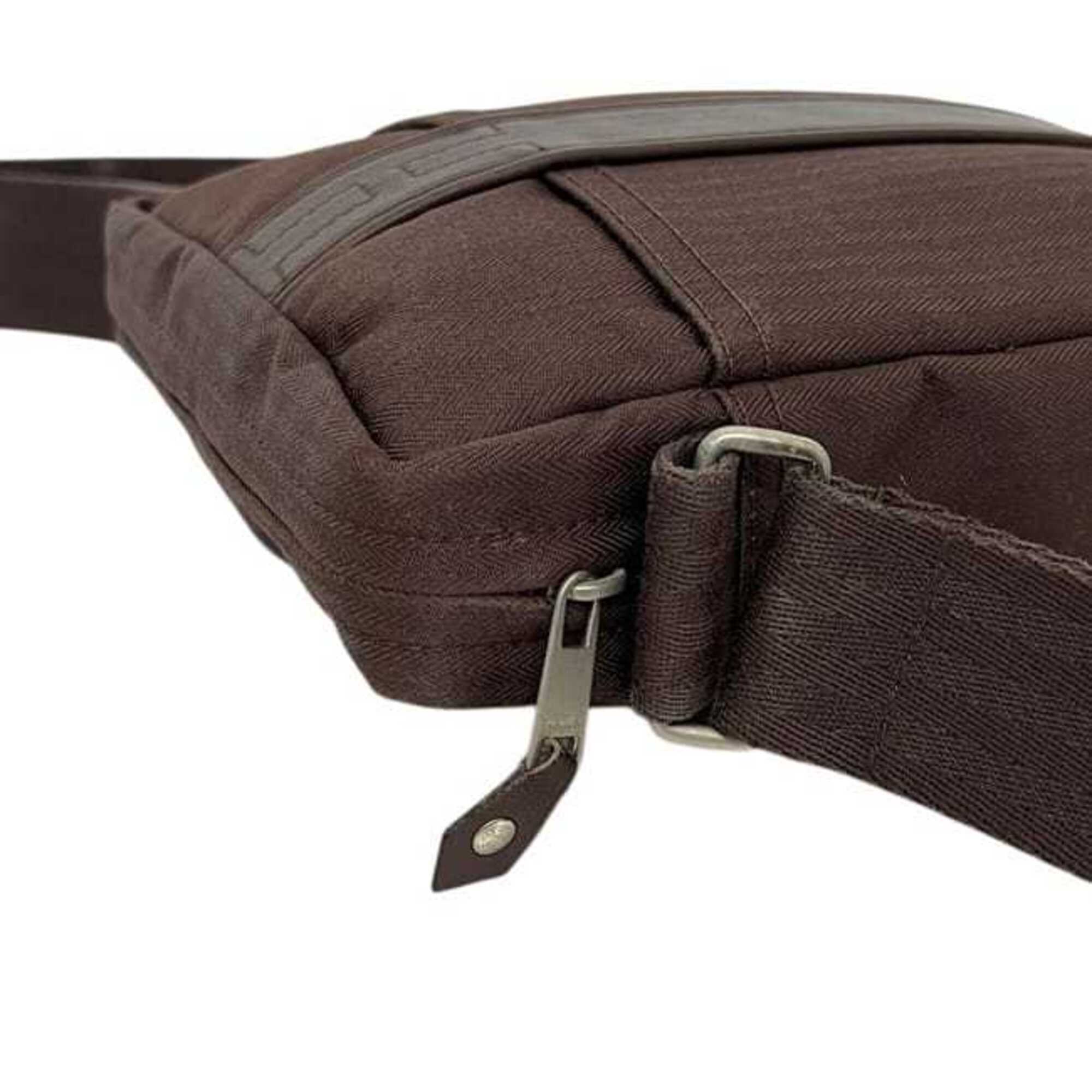 Hermes Brown Canvas Leather Shoulder Bag (Pre-Owned)