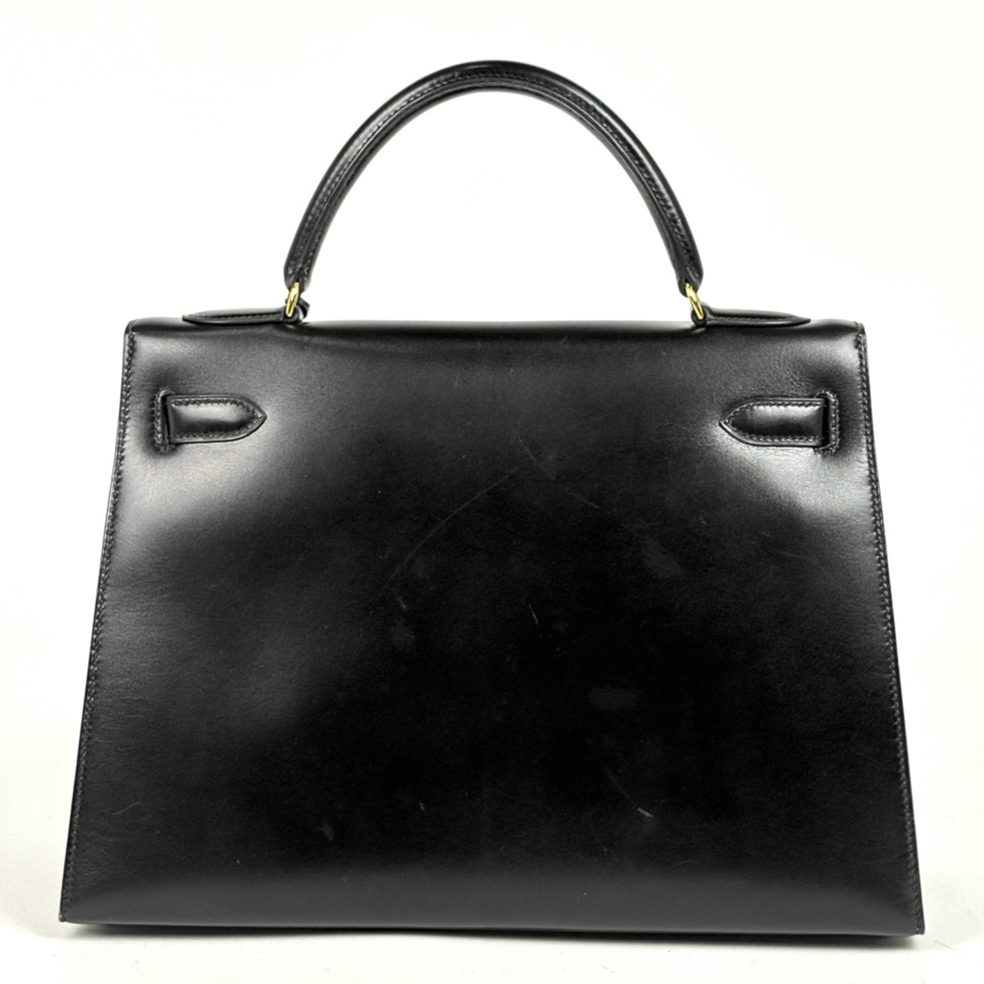Hermes Kelly Black Box Calf Leather Handbag (Pre-Owned)