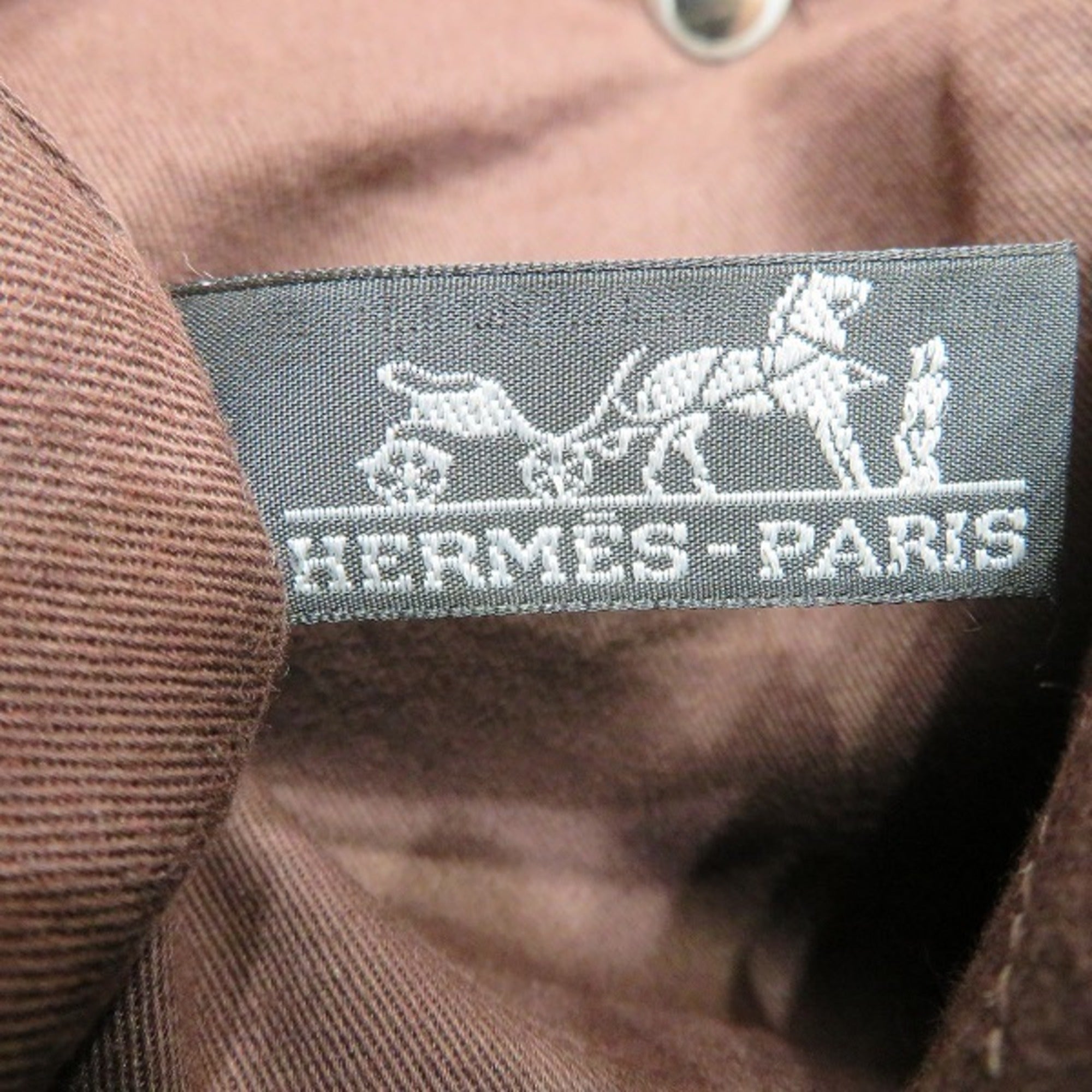 Hermes Brown Leather Nylon Handbag (Pre-Owned)