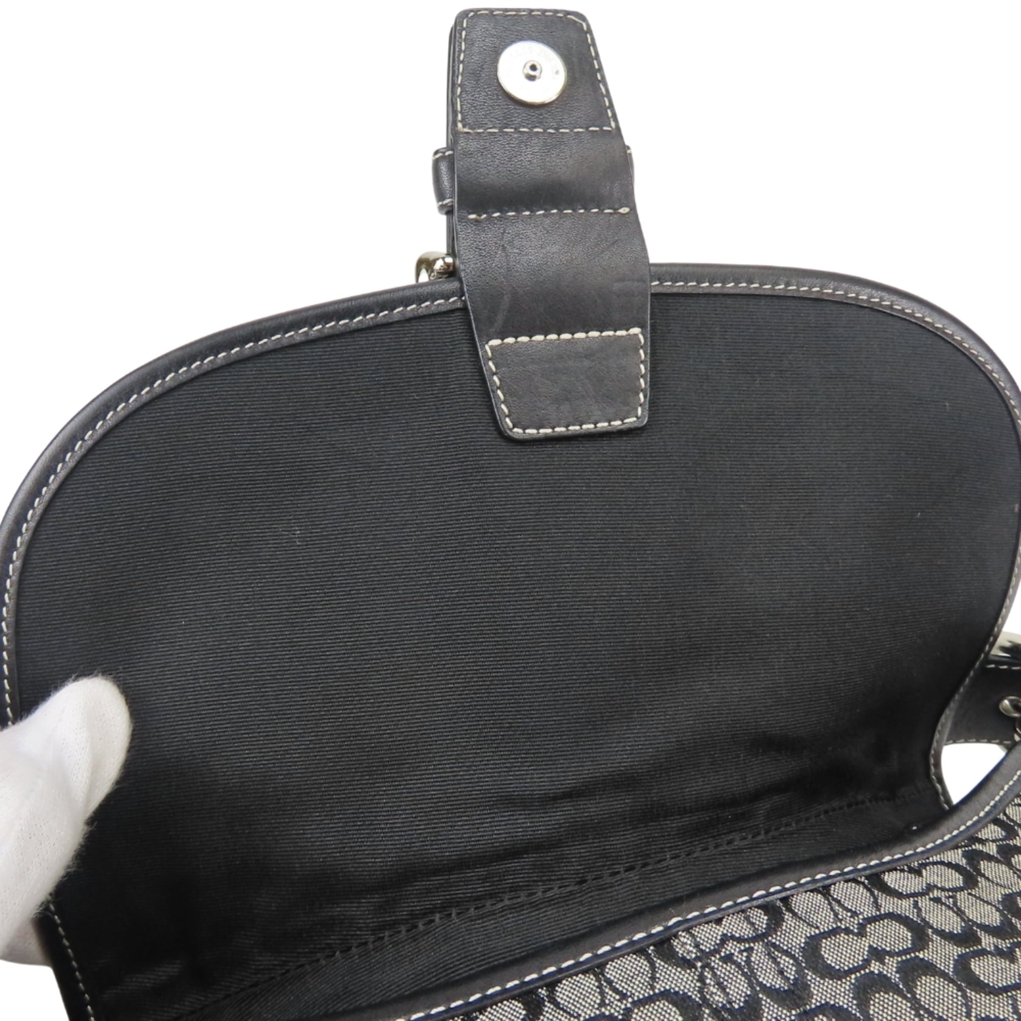 Coach Black Gray Signature Line Shoulder Bag (Pre-Owned)