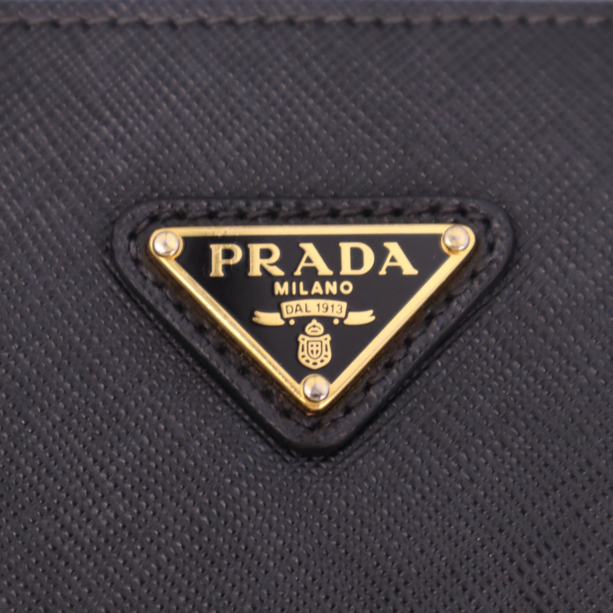 Prada Saffiano Black Coated Canvas Leather Handbag Shoulder Bag (Pre-Owned)