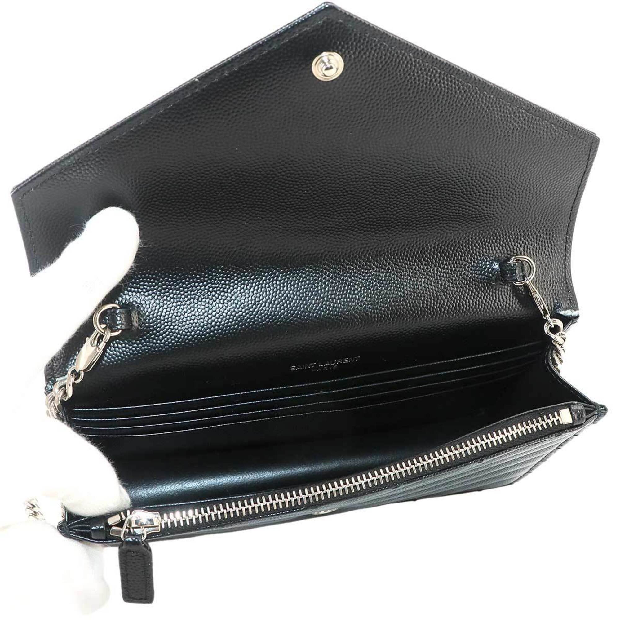 Saint Laurent Black Leather Chain/Shoulder Wallet (Pre-Owned)