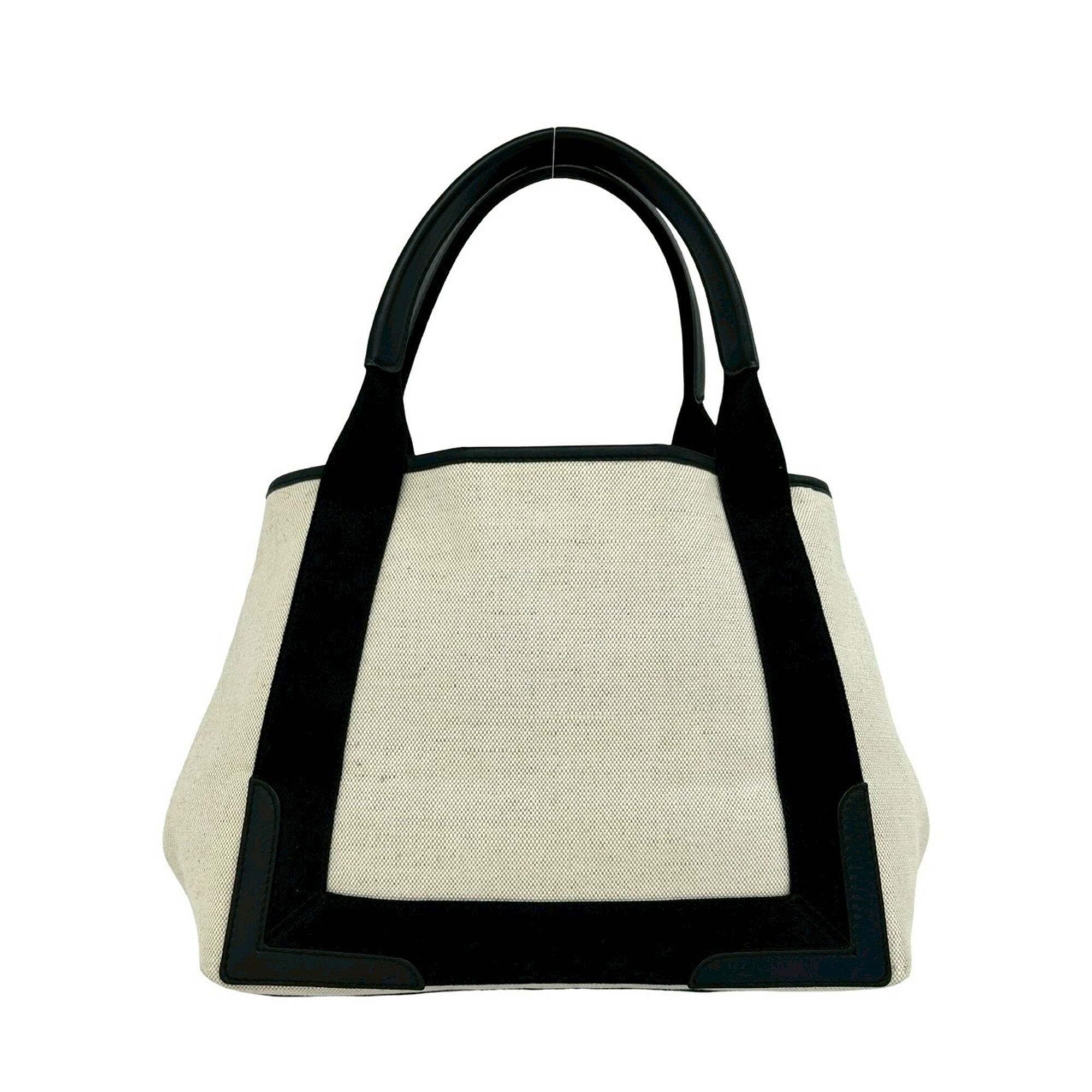 Balenciaga Black Ivory Canvas Leather Handbag Pouch Tote Bag (Pre-Owned)