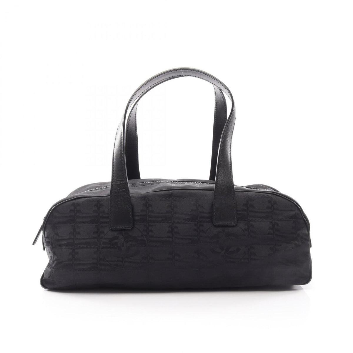 Chanel Black Leather Nylon Canvas Handbag (Pre-Owned)