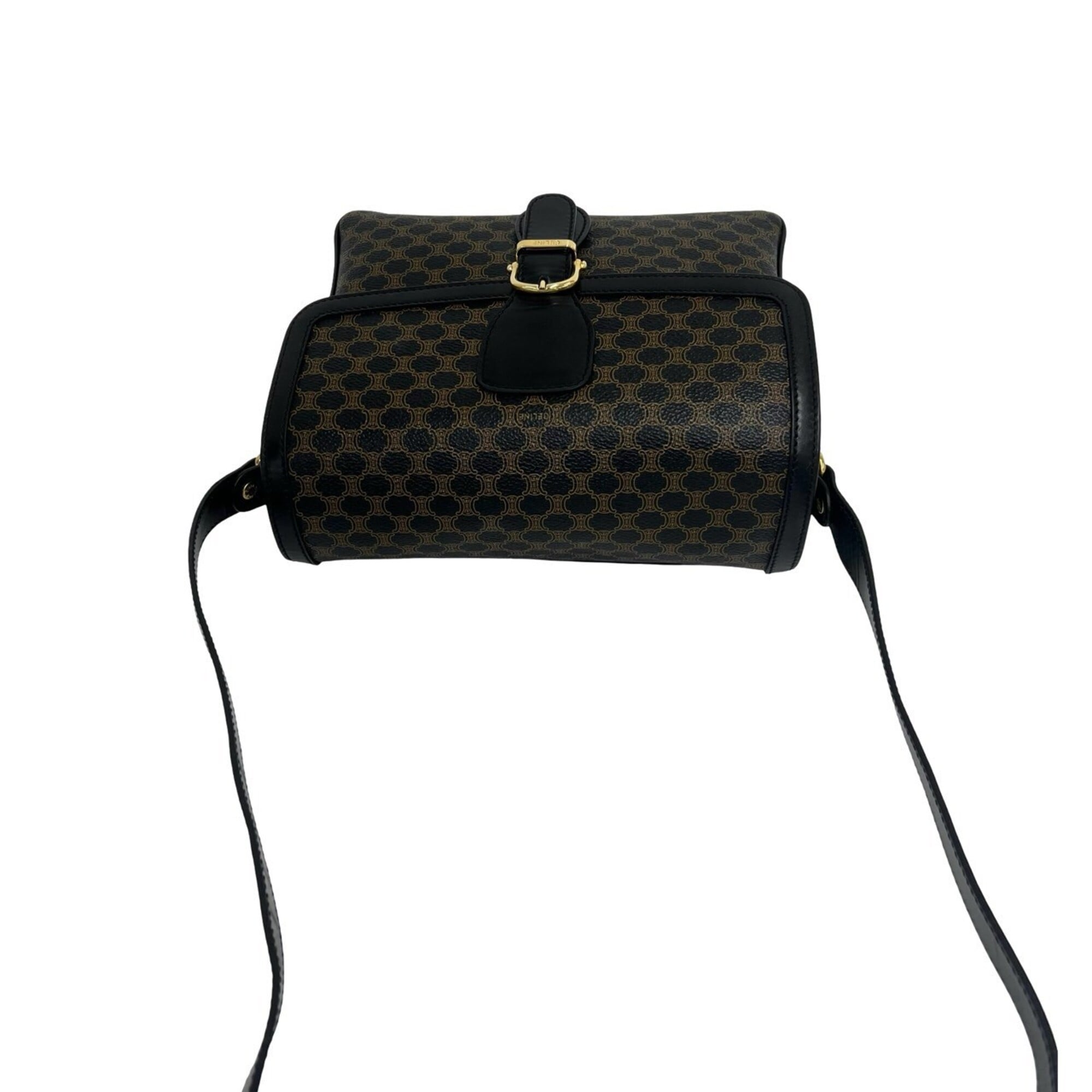 Celine Black Brown Leather Pvc Pochette Shoulder Bag (Pre-Owned)