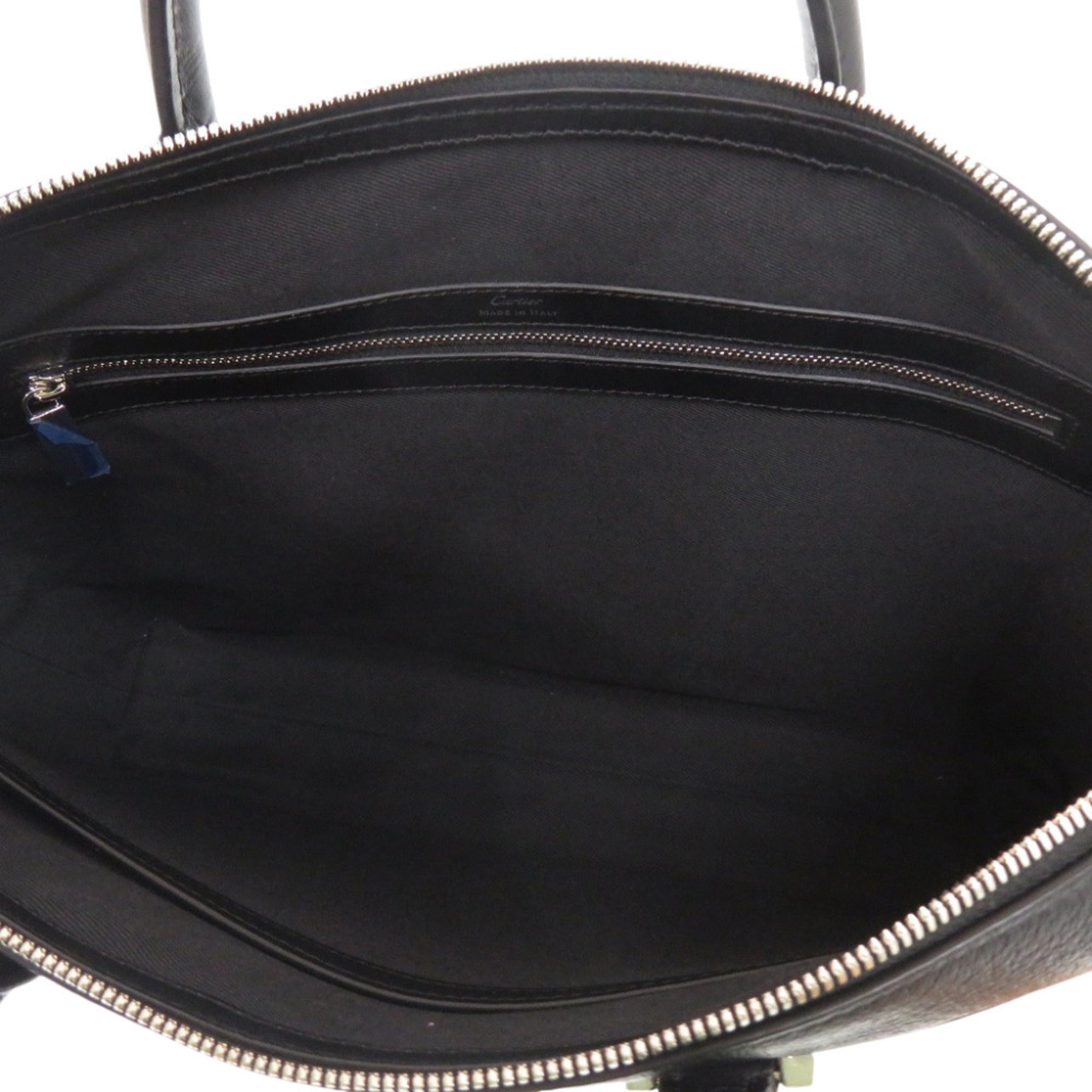 Cartier Black Leather Briefcase Handbag Shoulder Bag (Pre-Owned)