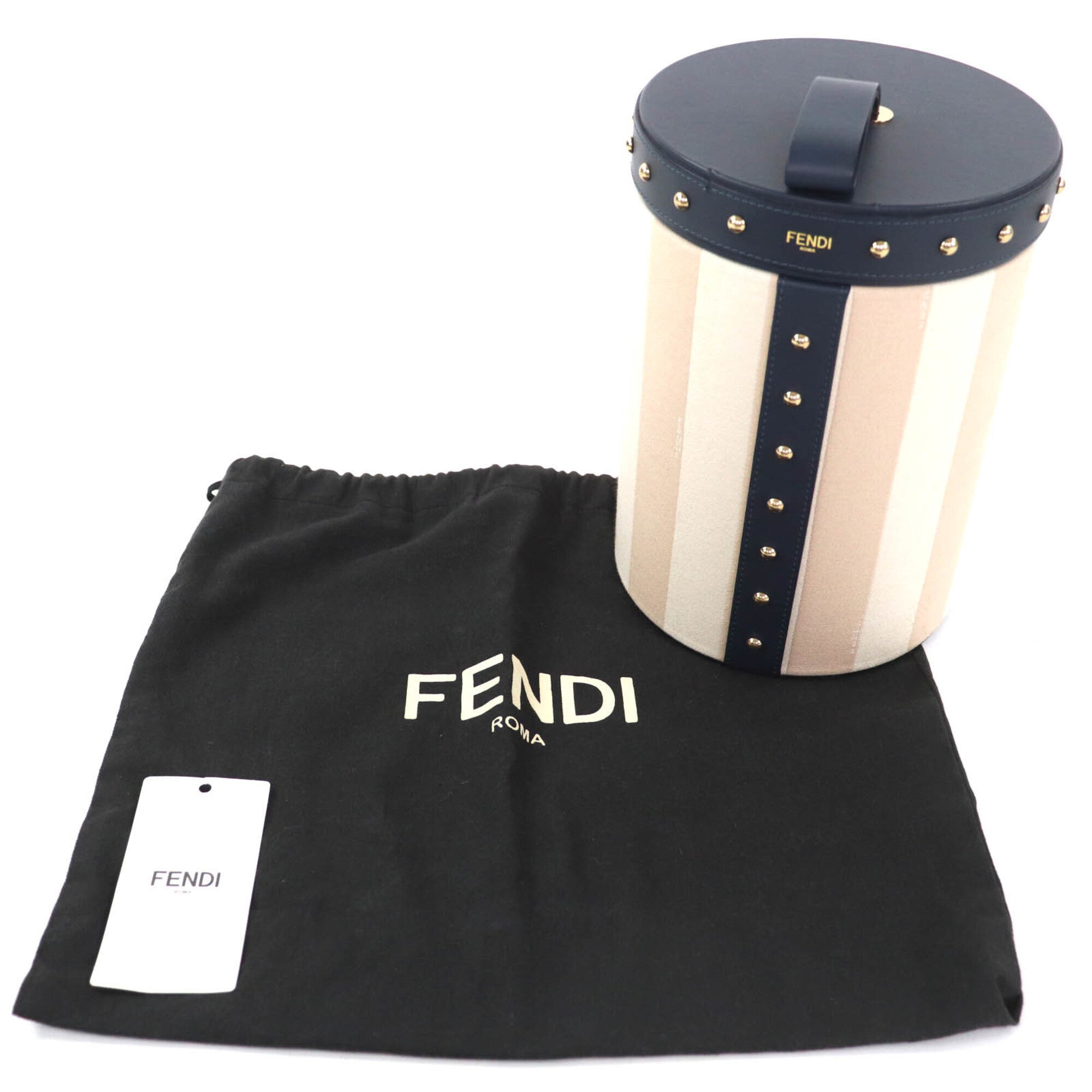 Fendi Beige Navy Leather Pouch (Pre-Owned)
