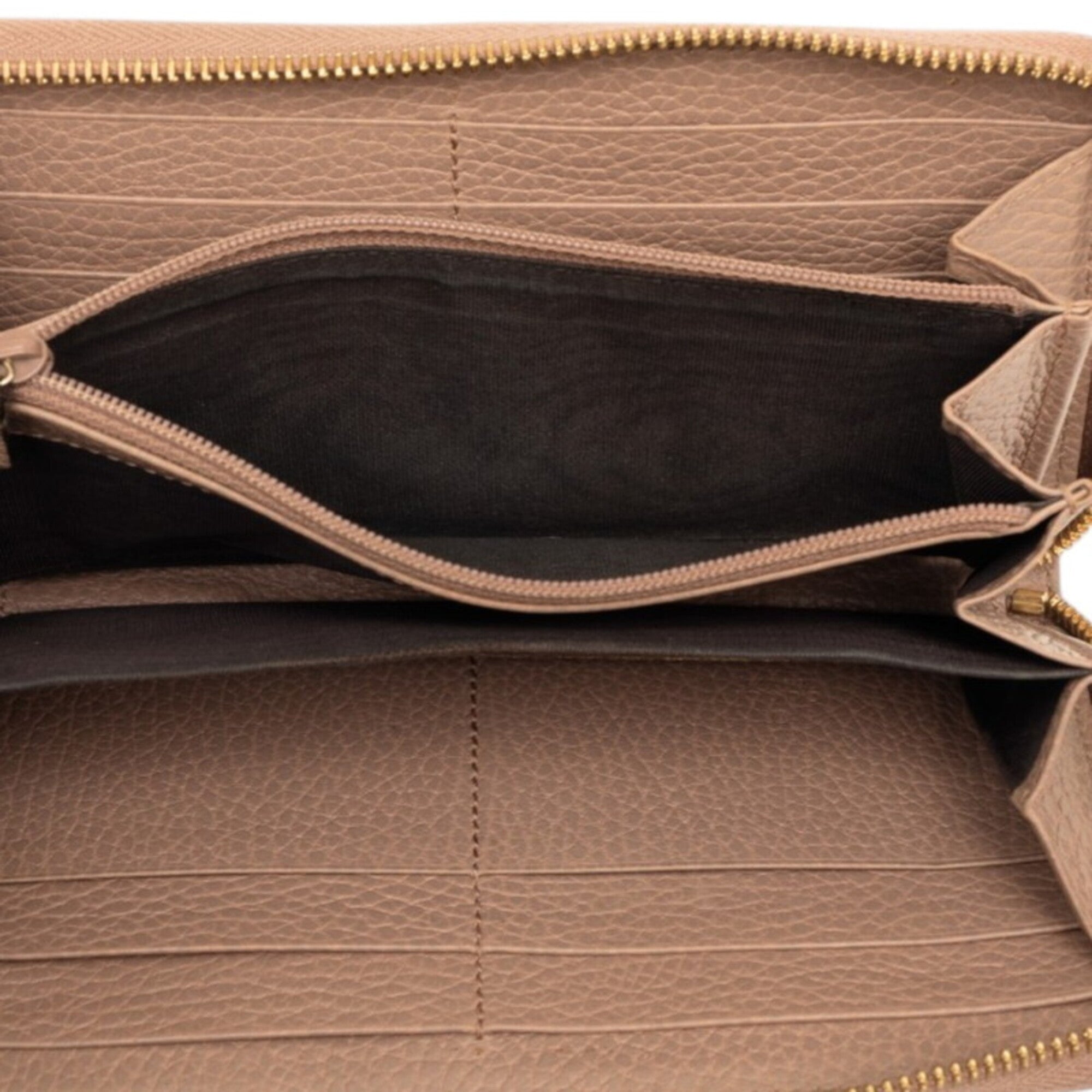 Gucci Pink Beige Leather Long Wallet (Bi-Fold) (Pre-Owned)