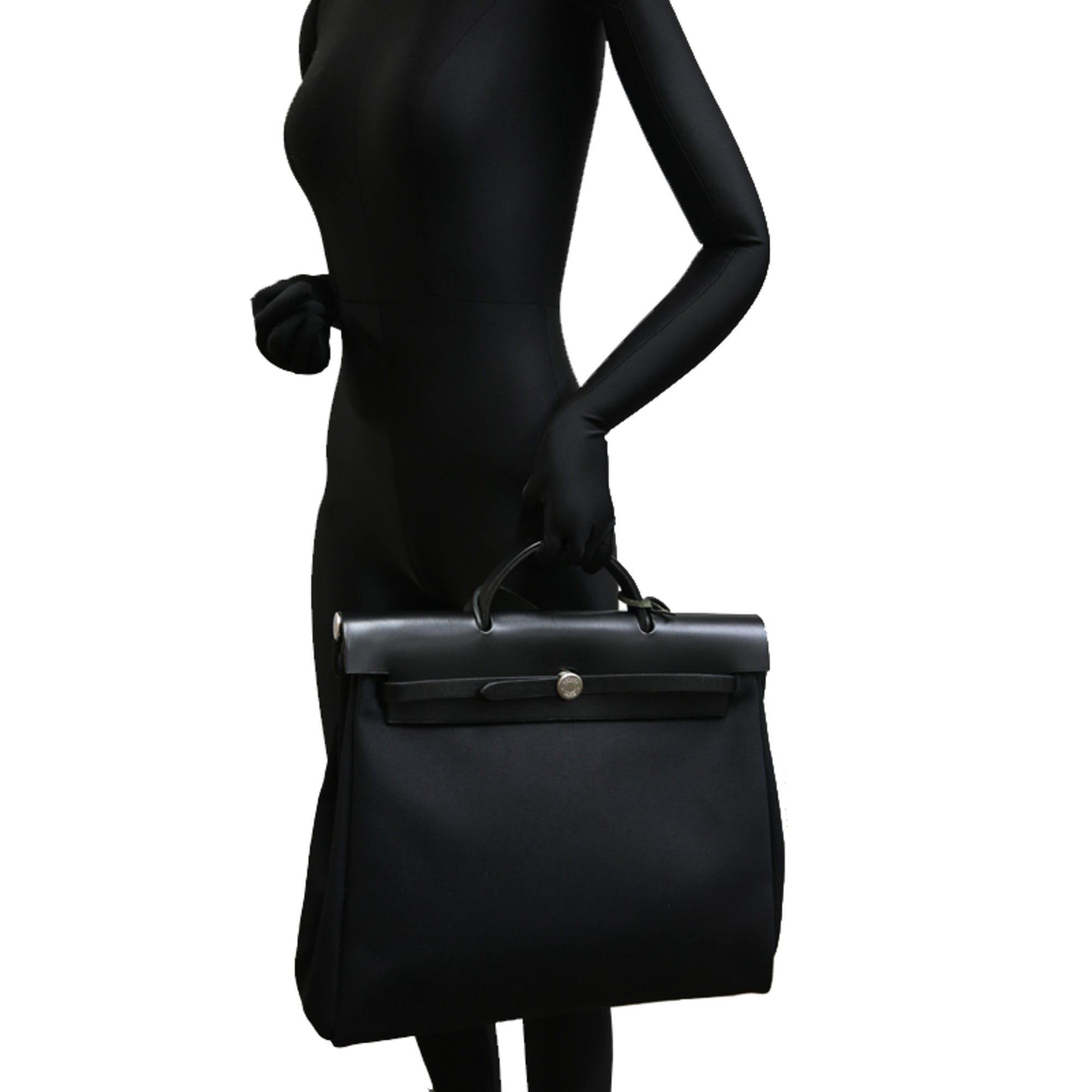 Hermes Black Toile Officier Shoulder Bag (Pre-Owned)