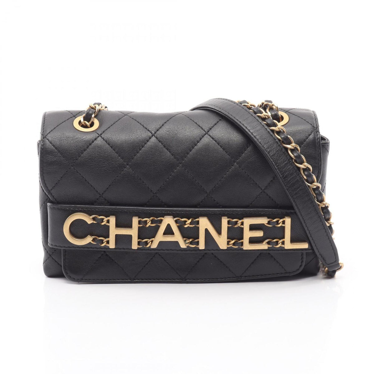 Chanel Black Leather Handbag Shoulder Bag (Pre-Owned)