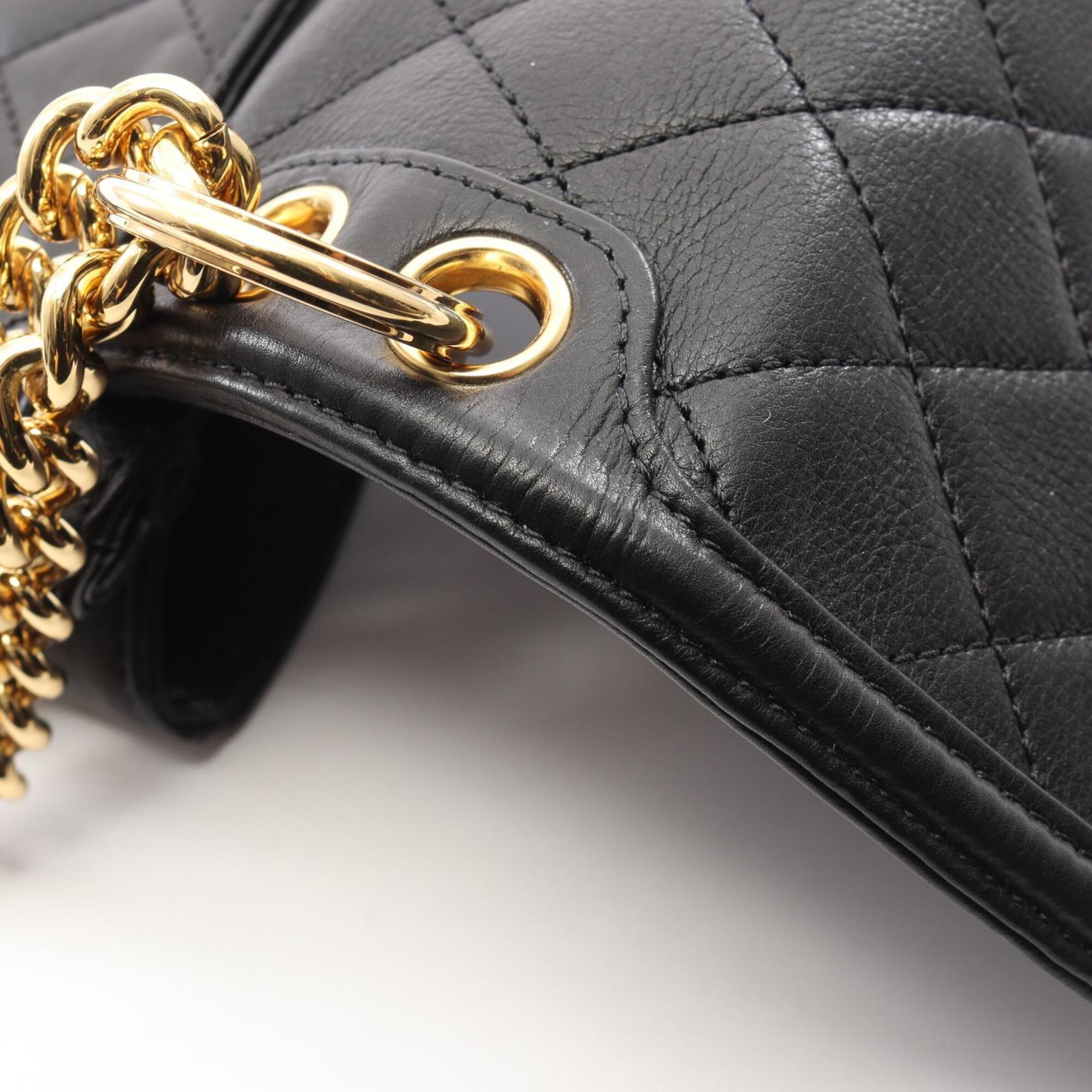 Chanel Matelasse Black Leather Handbag Shoulder Bag (Pre-Owned)