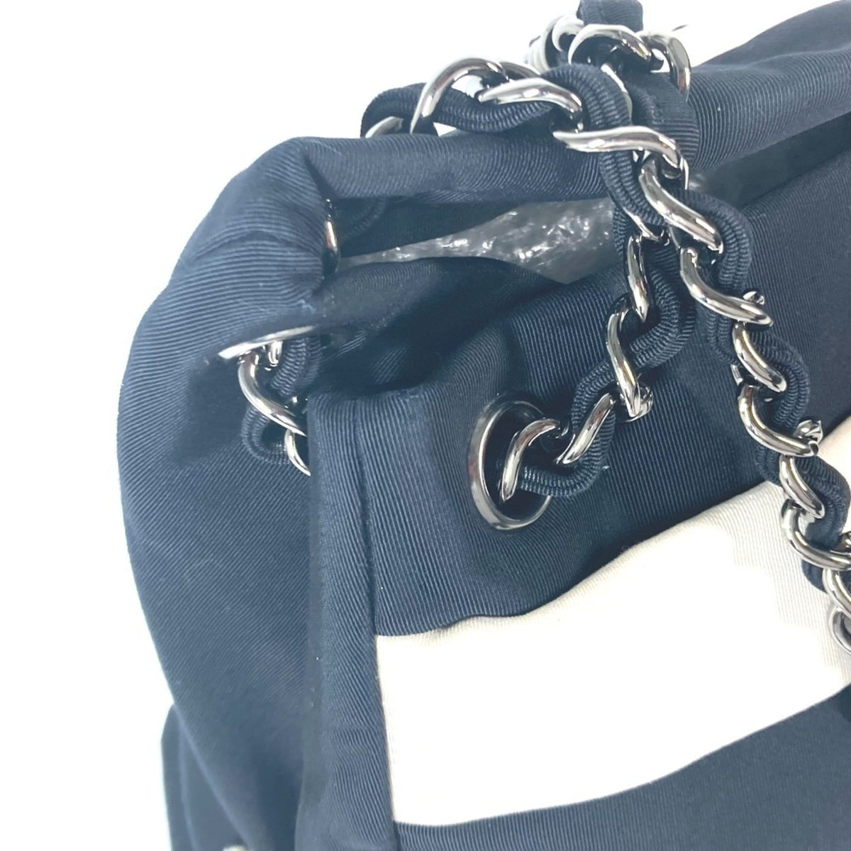 Chanel Black White Nylon Canvas Shoulder Bag (Pre-Owned)