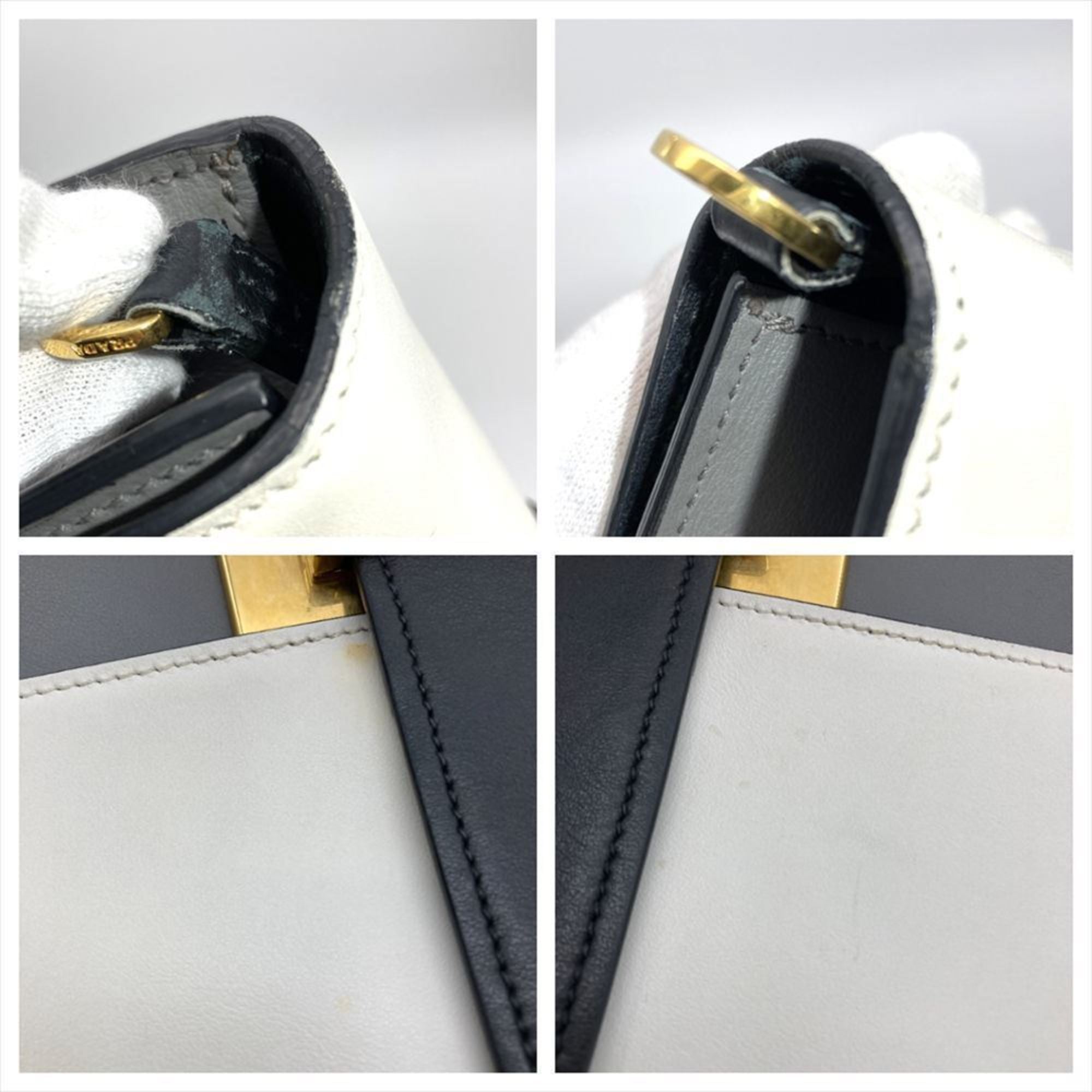 Prada Gray Multi-Color White Leather Shoulder Bag (Pre-Owned)