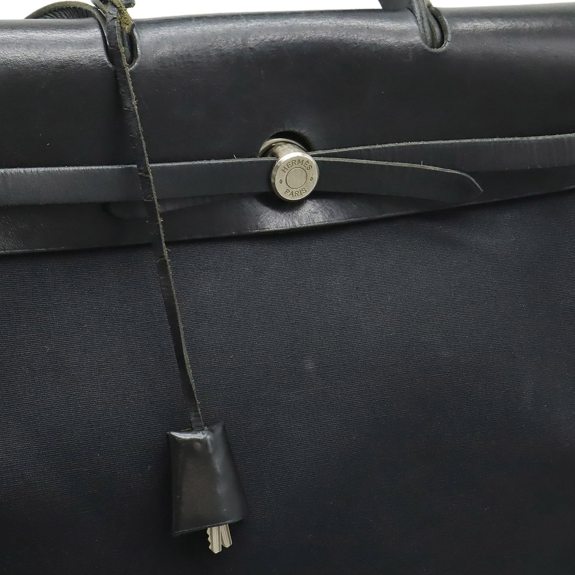 Hermes Black Canvas Handbag Shoulder Bag (Pre-Owned)