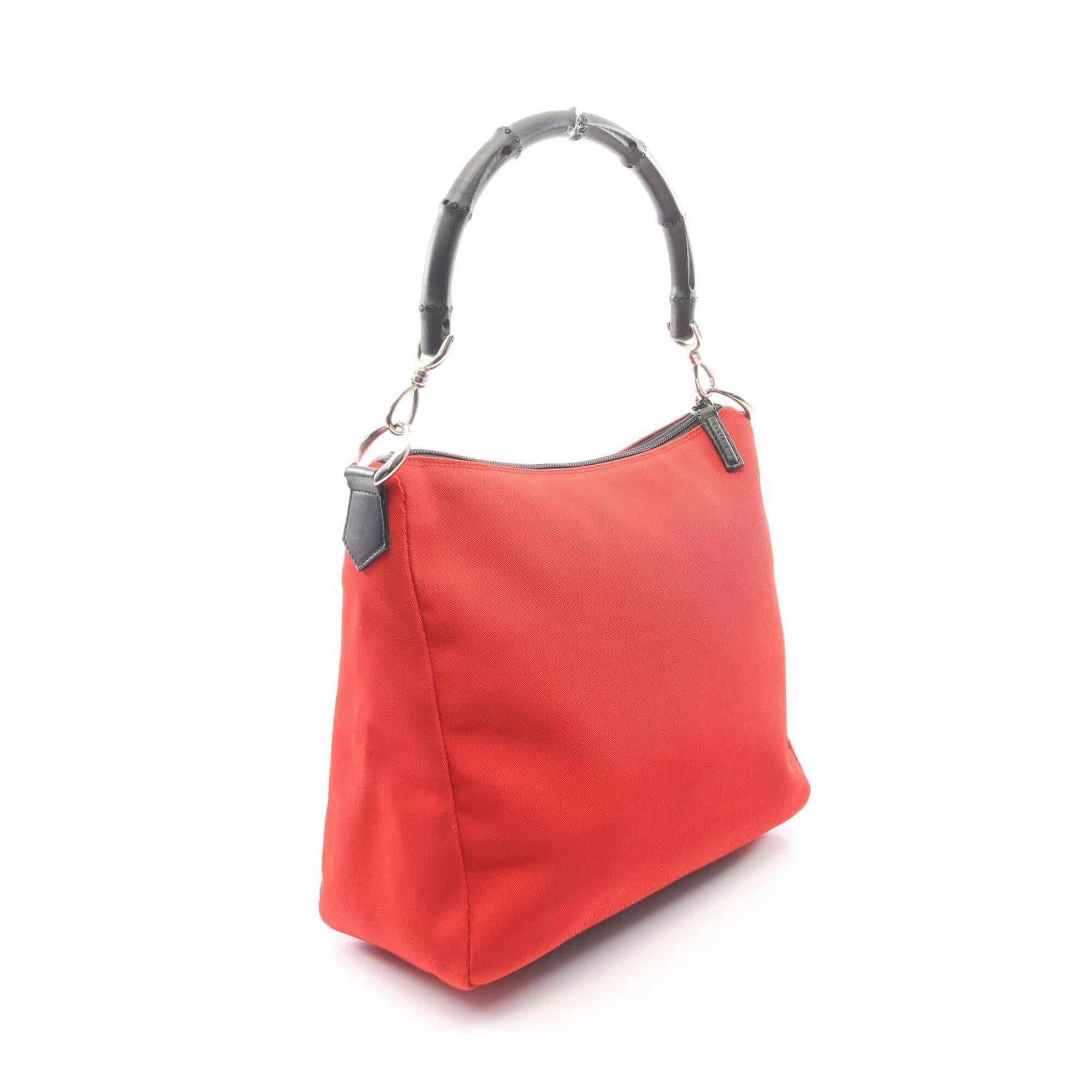 Gucci Black Red Color Nylon Canvas Shoulder Bag (Pre-Owned)