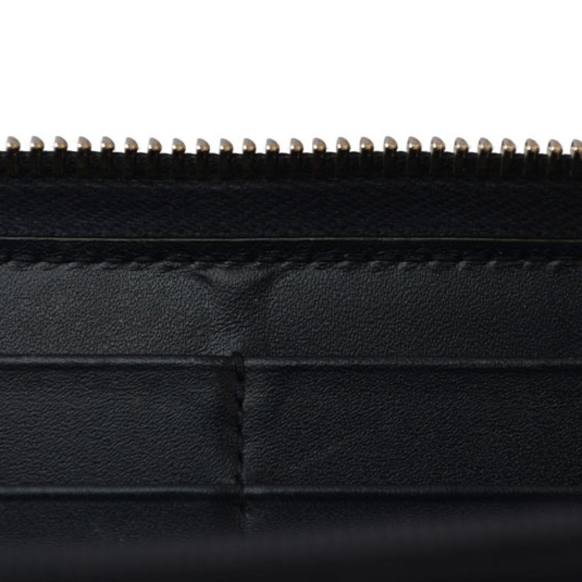 Gucci Dark Navy Red Color Leather Long Wallet (Bi-Fold) (Pre-Owned)