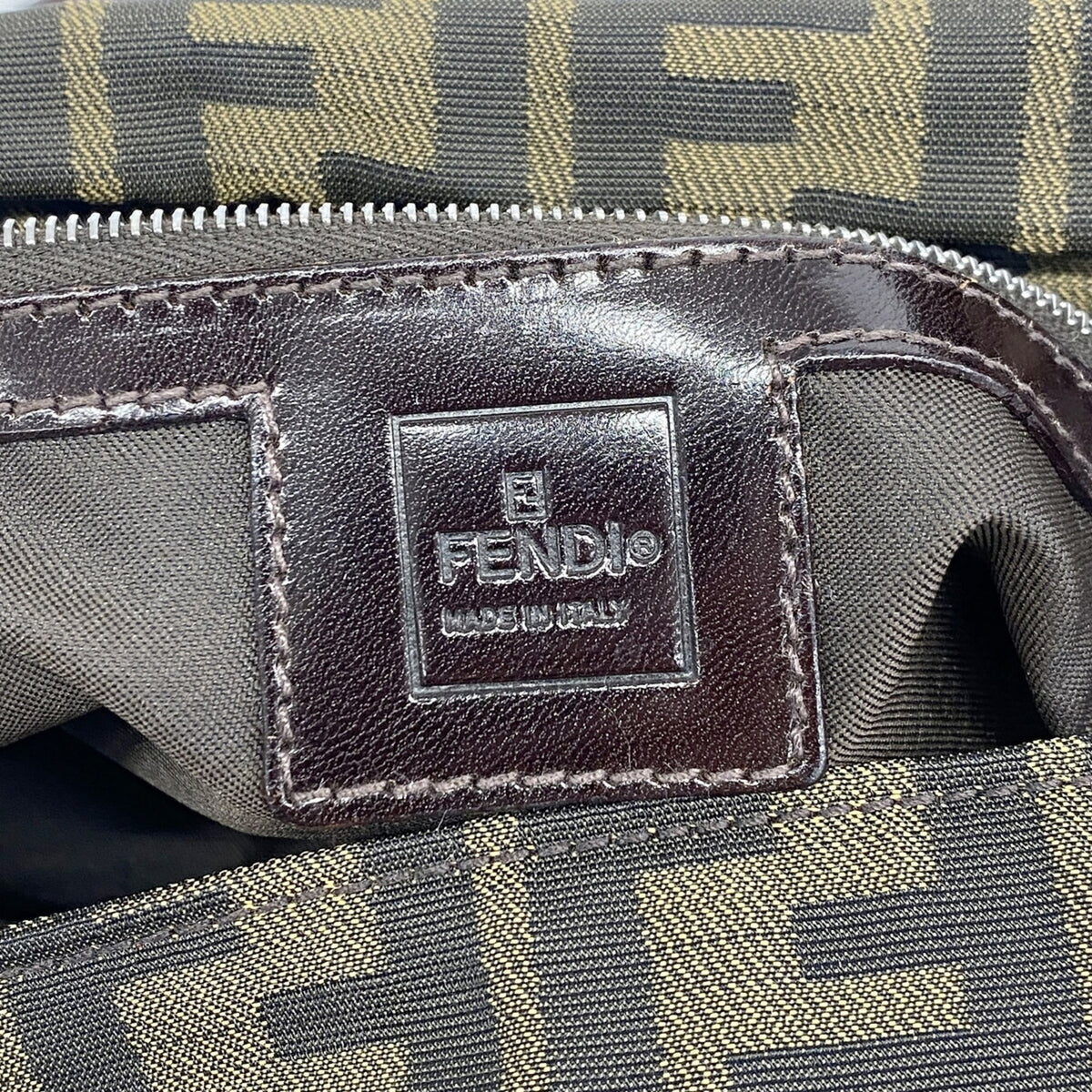 Fendi Brown Nylon Canvas Shoulder Bag (Pre-Owned)