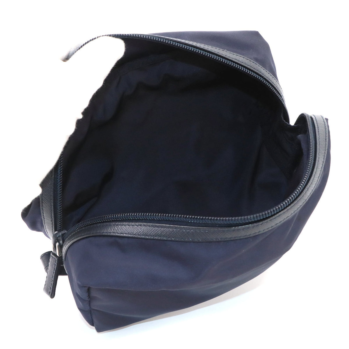 Prada Navy Nylon Leather Handbag Pouch (Pre-Owned)