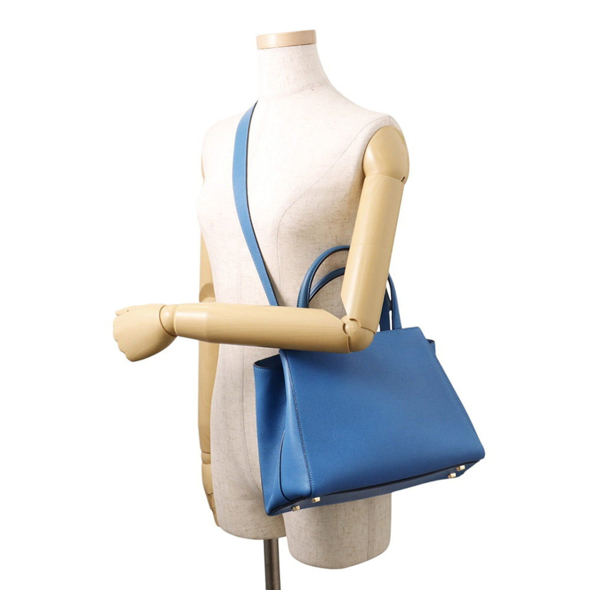 Valextra Blue Leather Handbag Shoulder Bag (Pre-Owned)