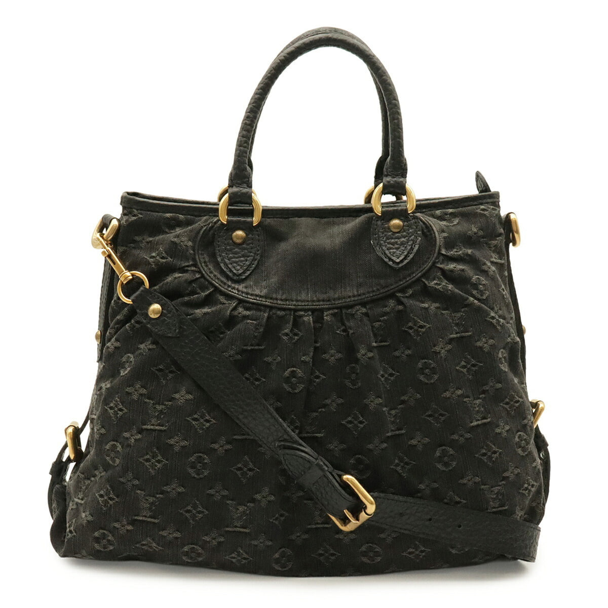 Louis Vuitton Noir Denim Canvas Shoulder Bag Tote Bag (Pre-Owned)