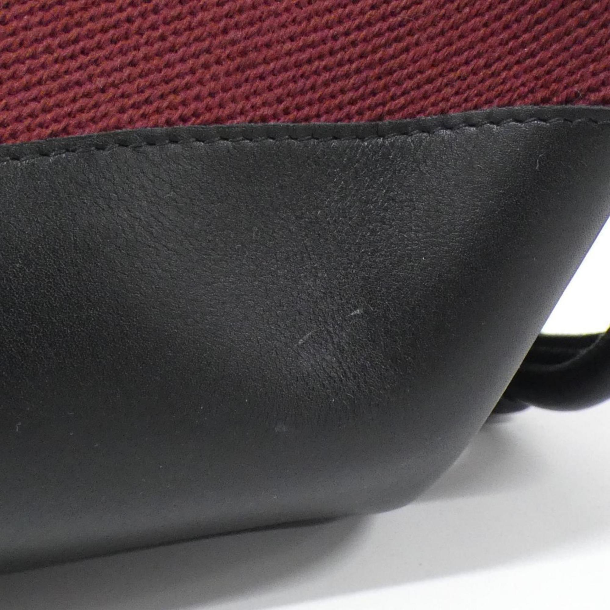 Loewe Black Burgundy Canvas Leather Handbag (Pre-Owned)