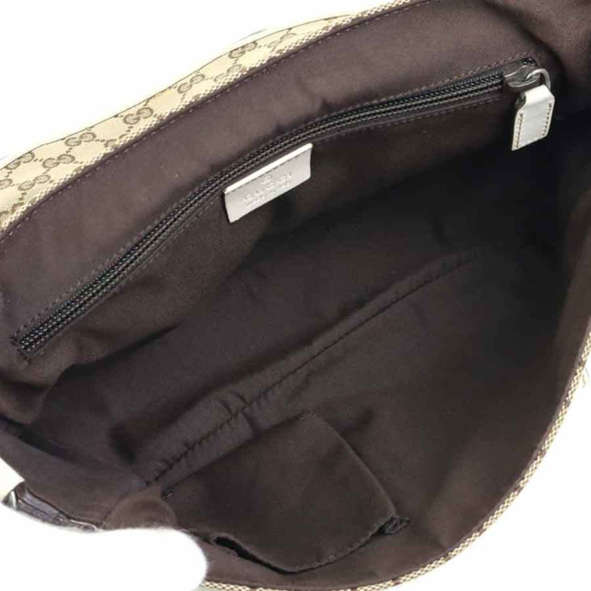 Gucci Brown Ivory Gg Canvas Leather Shoulder Bag (Pre-Owned)