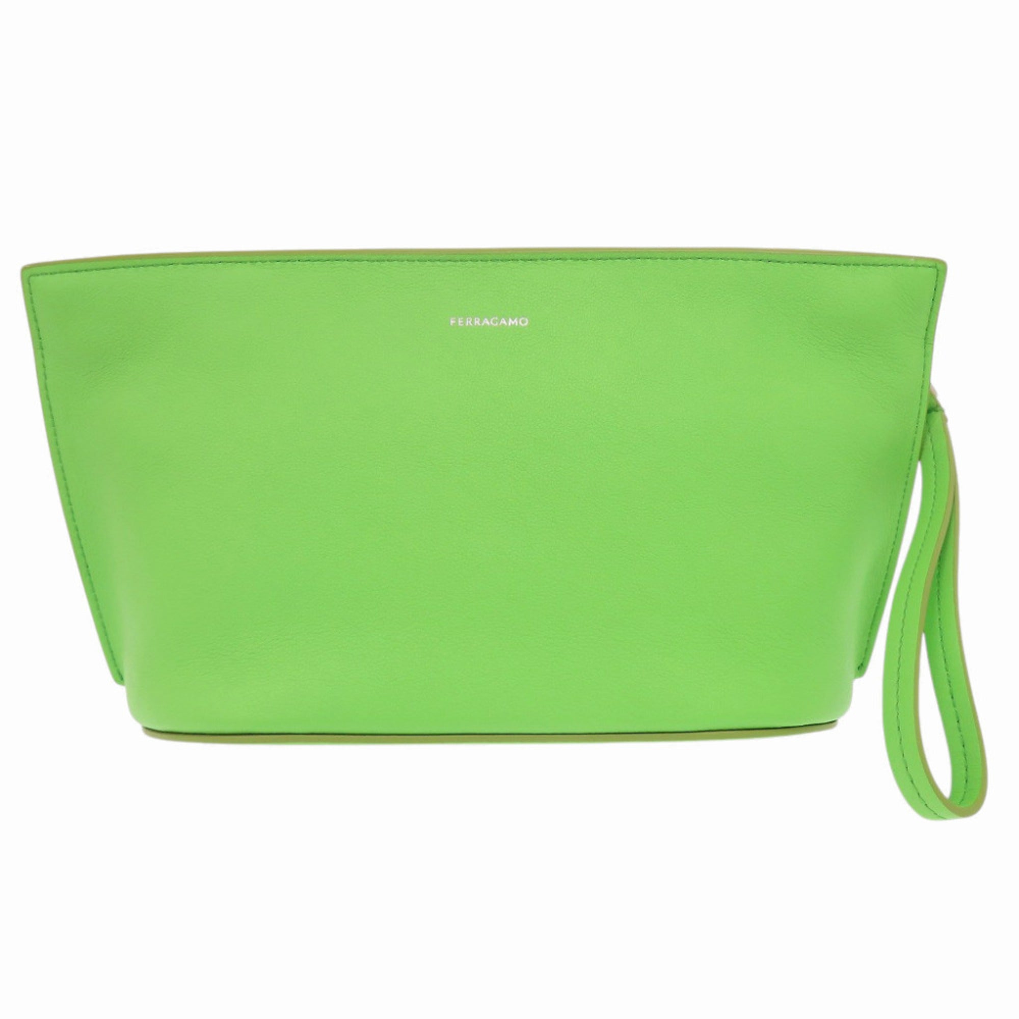 Salvatore Ferragamo Green Leather Clutch Bag (Pre-Owned)