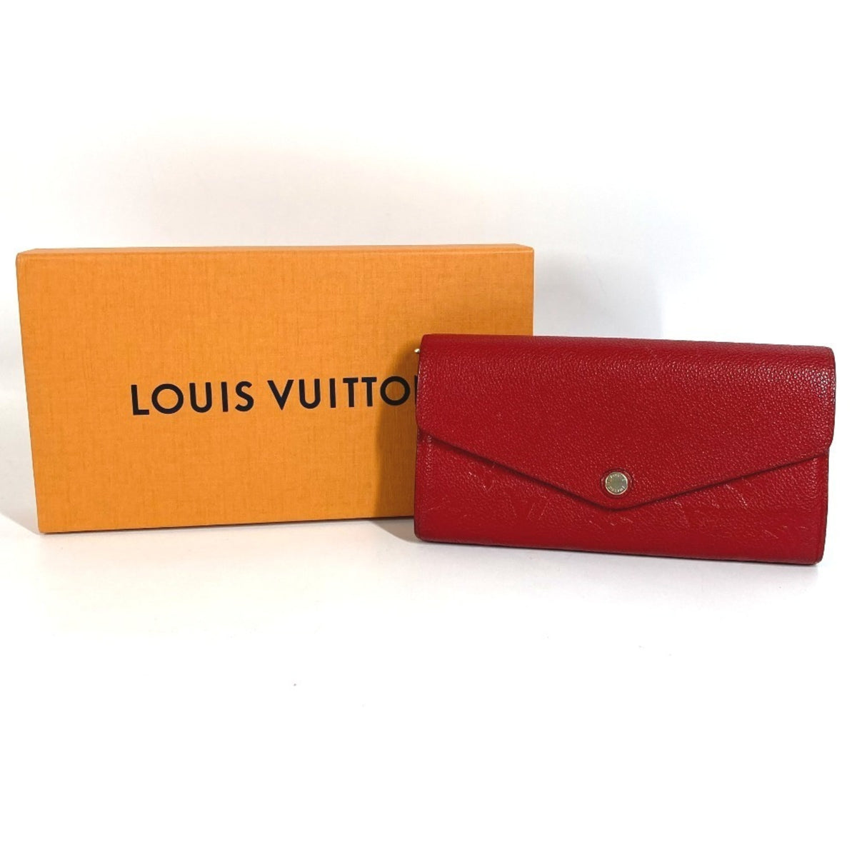 Louis Vuitton Red Color Monogram Empreinte Long Wallet (Bi-Fold) (Pre-Owned)