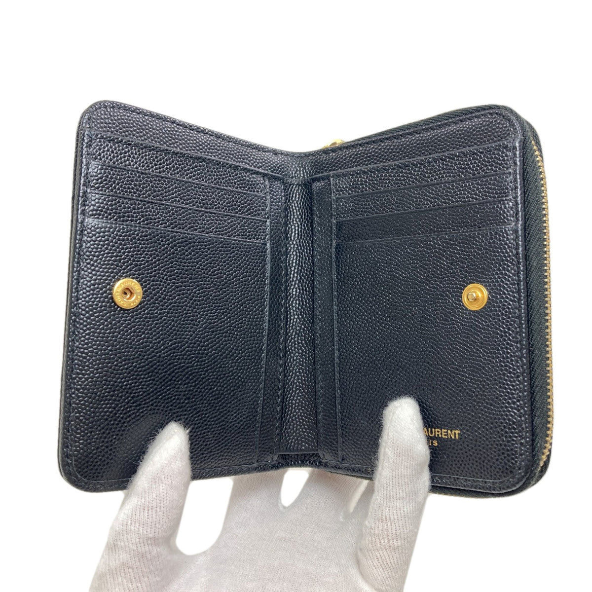 Yves Saint Laurent Black Leather Wallet (Bi-Fold) (Pre-Owned)