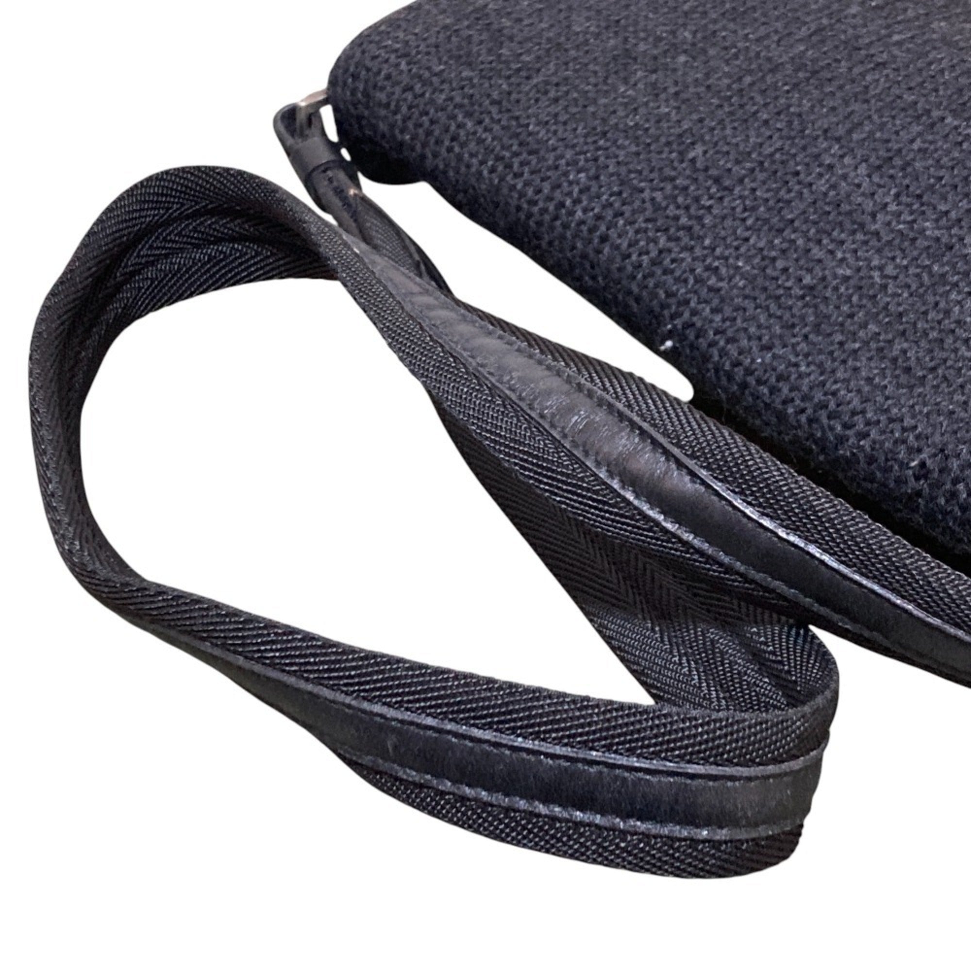 Prada Black Wool Leather Shoulder Bag (Pre-Owned)