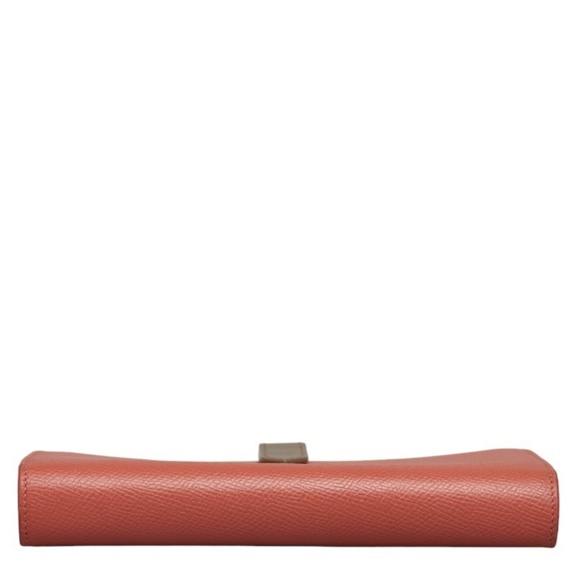 Celine Gray Pink Leather Long Wallet (Bi-Fold) (Pre-Owned)