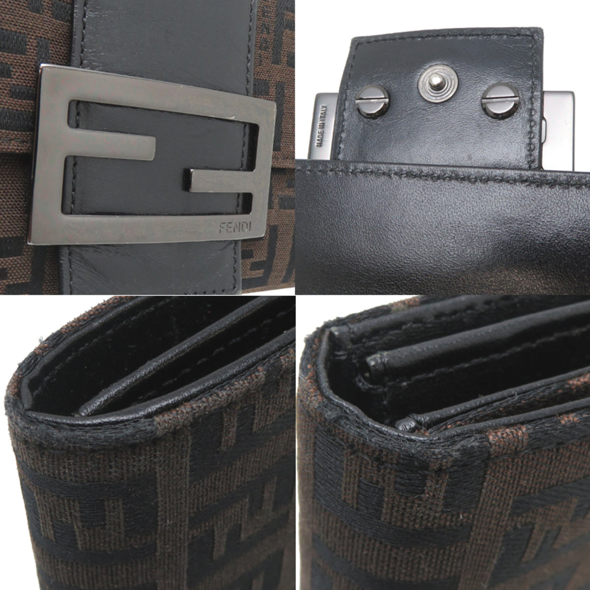 Fendi Brown Canvas Leather Long Wallet (Bi-Fold) (Pre-Owned)