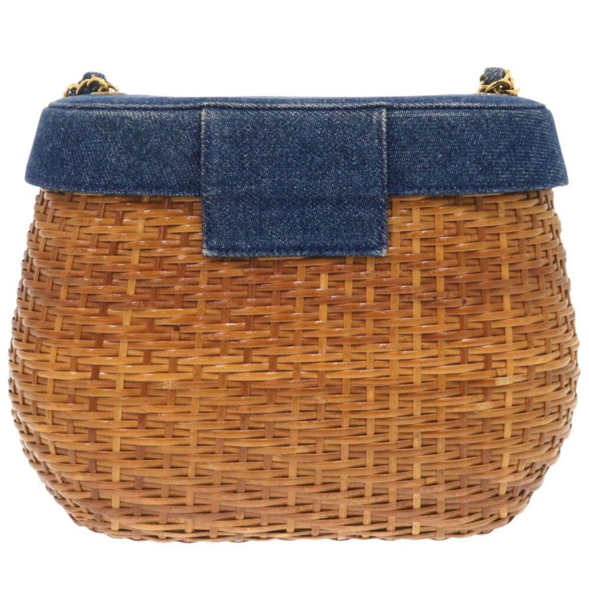 Chanel Navy Straw Leather Shoulder Bag (Pre-Owned)