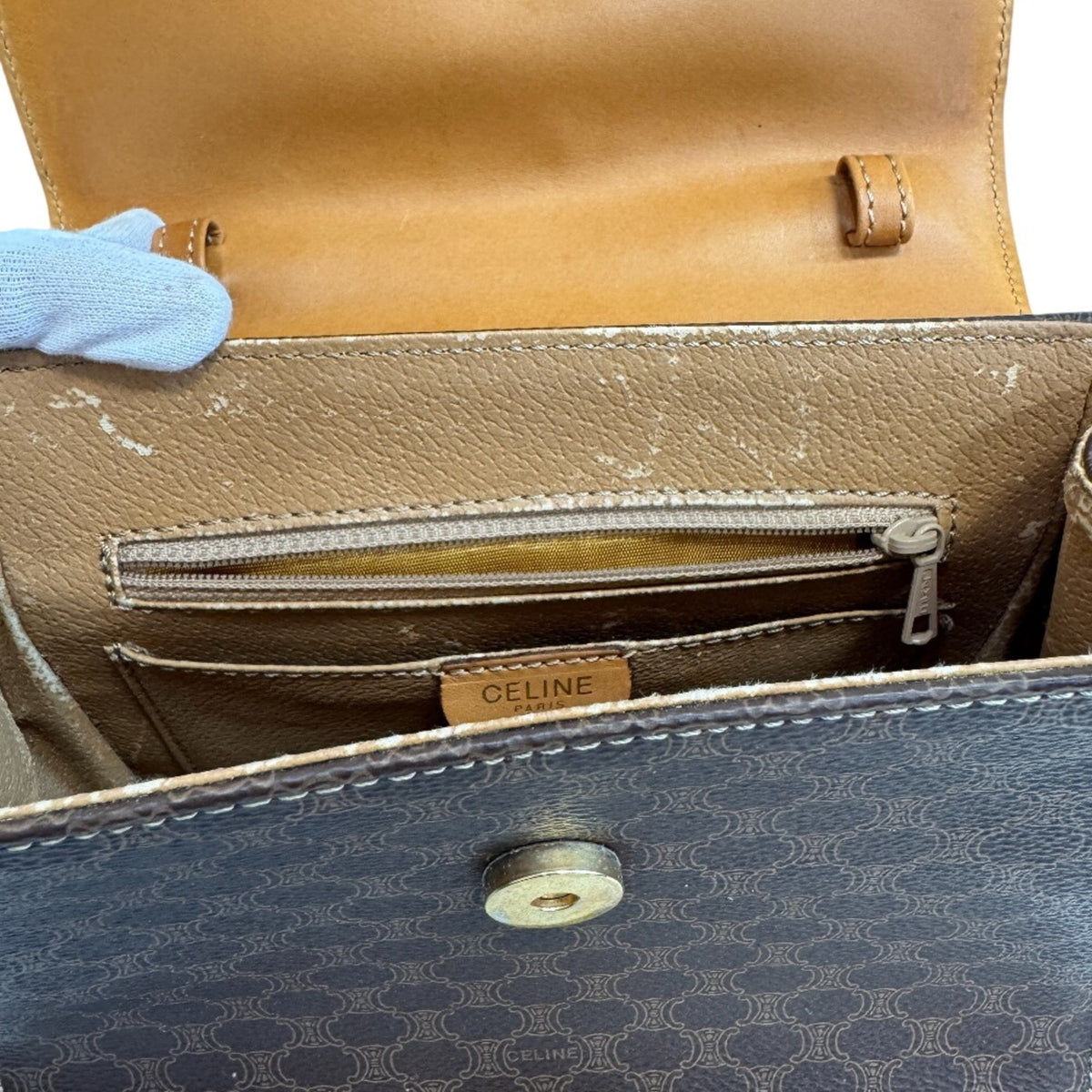 Celine Macadam Brown Leather Handbag (Pre-Owned)